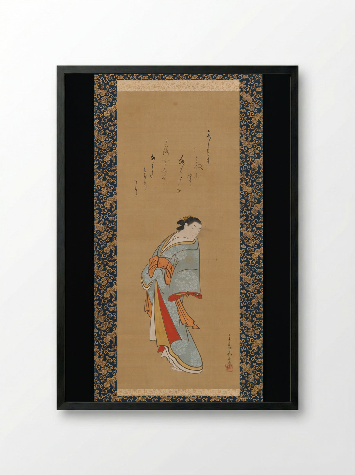 Standing Courtesan - Baiōken Eishun - Framed Print Black