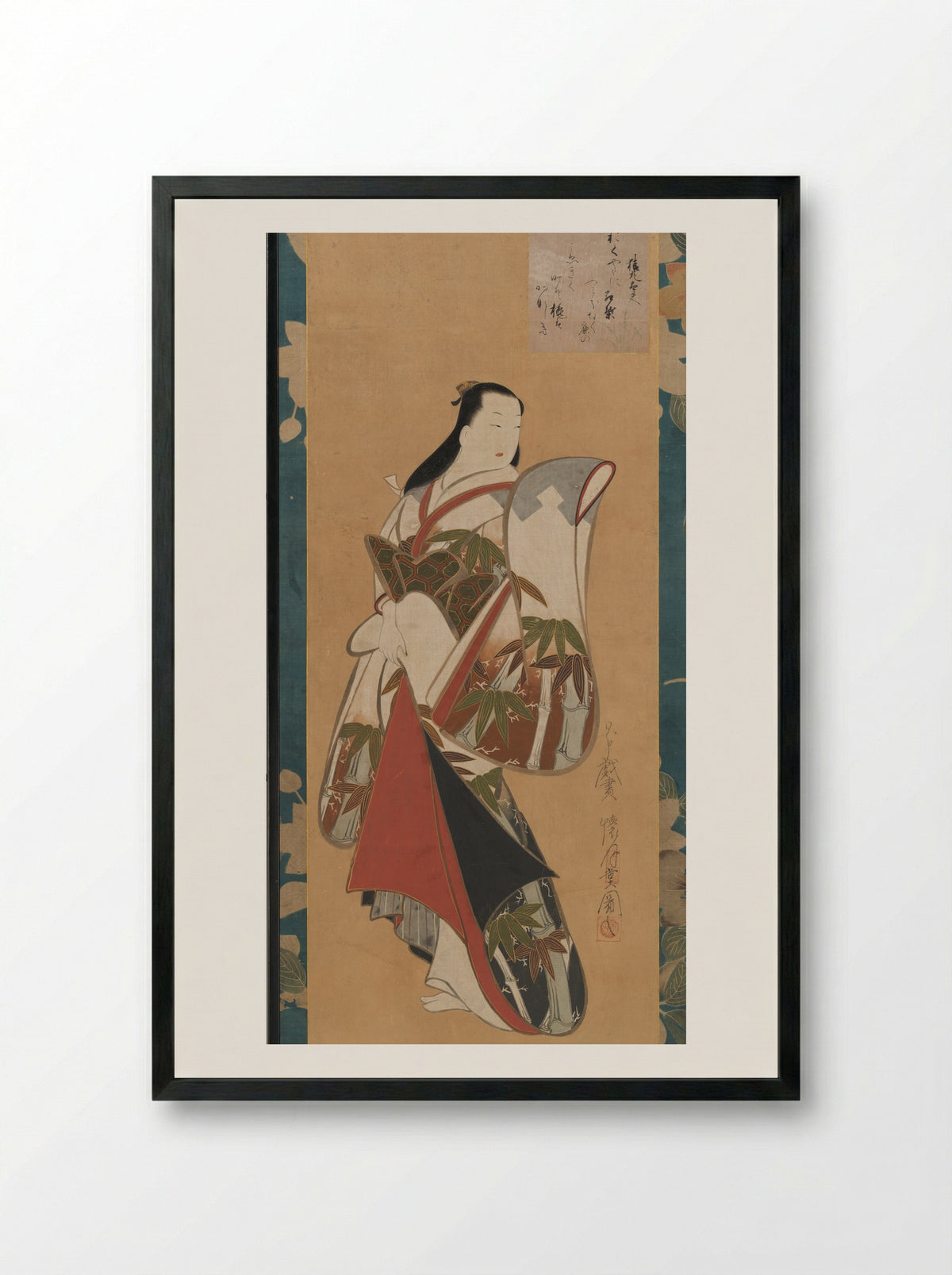 Standing Courtesan - Kaigetsudō Ando - Framed Print Black