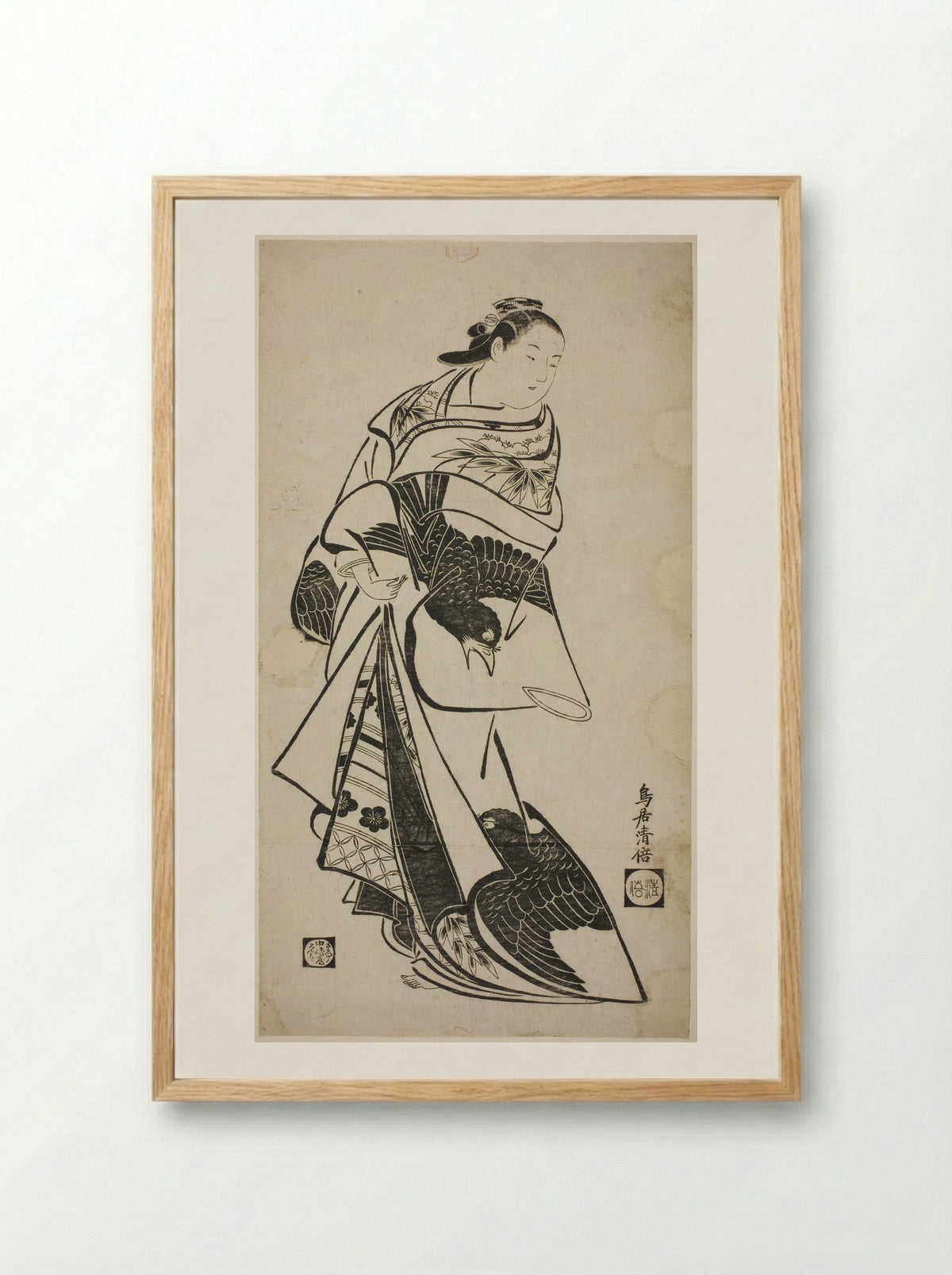 Standing Figure of a Woman - Torii Kiyomasu I - Framed Print Wood