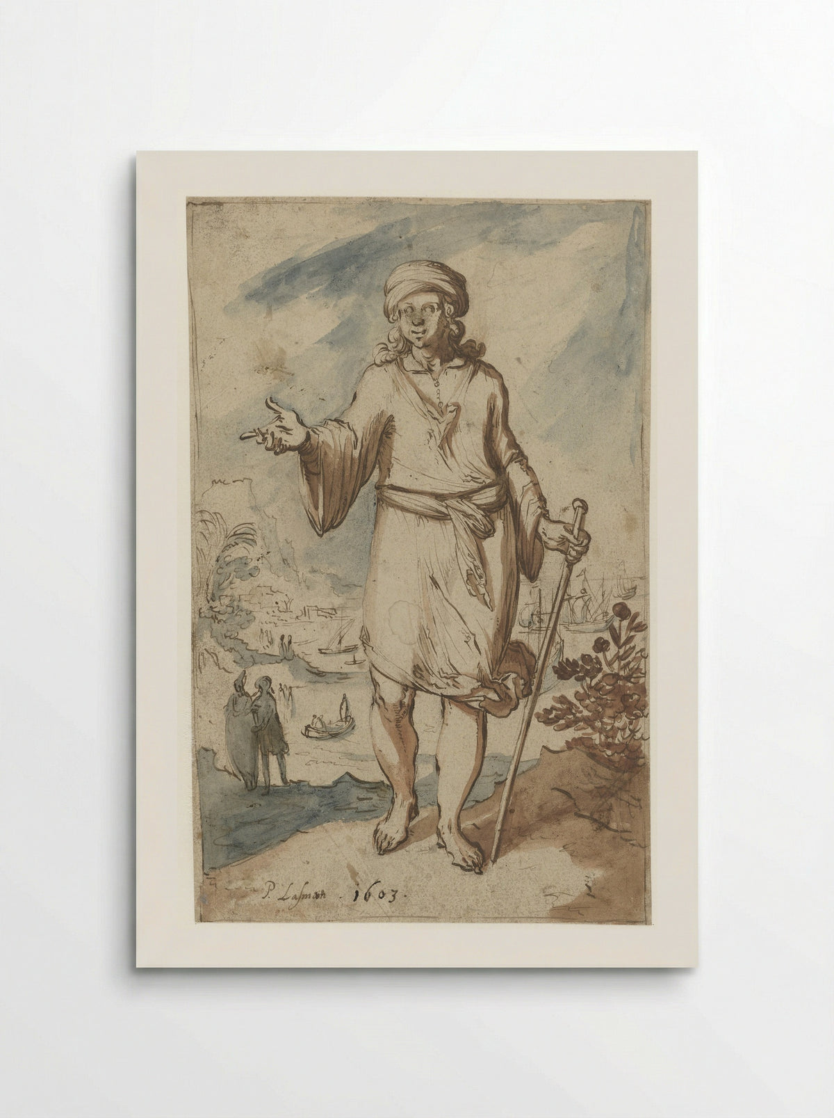 Standing Figure with a Turban, Seen from the Front - Pieter Lastman - Poster