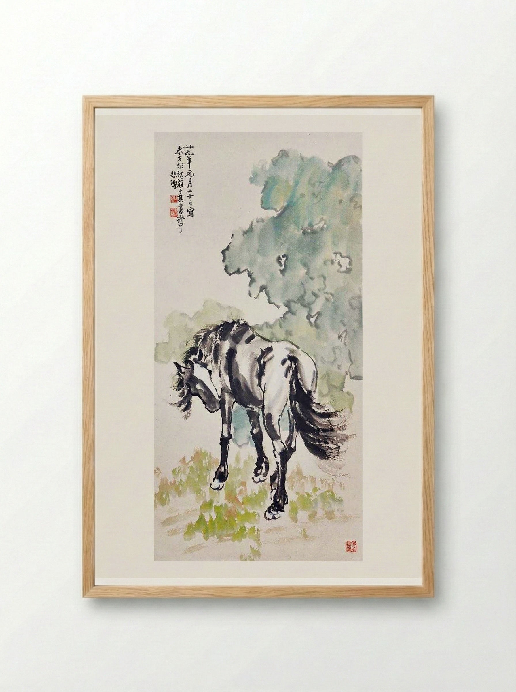 Standing Horse - Xu Beihong - Framed Print Wood