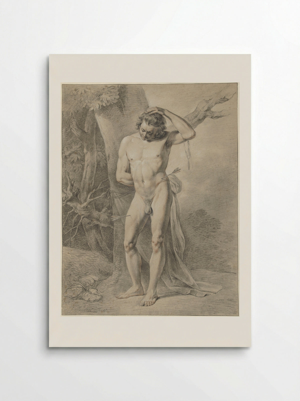 Standing Male Nude Before a Tree - Jacobus Johannes Lauwers - Poster