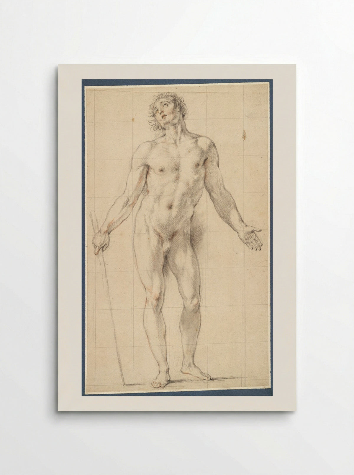 Standing Male Nude Holding a Staff - Charles-Antoine Coypel - Poster
