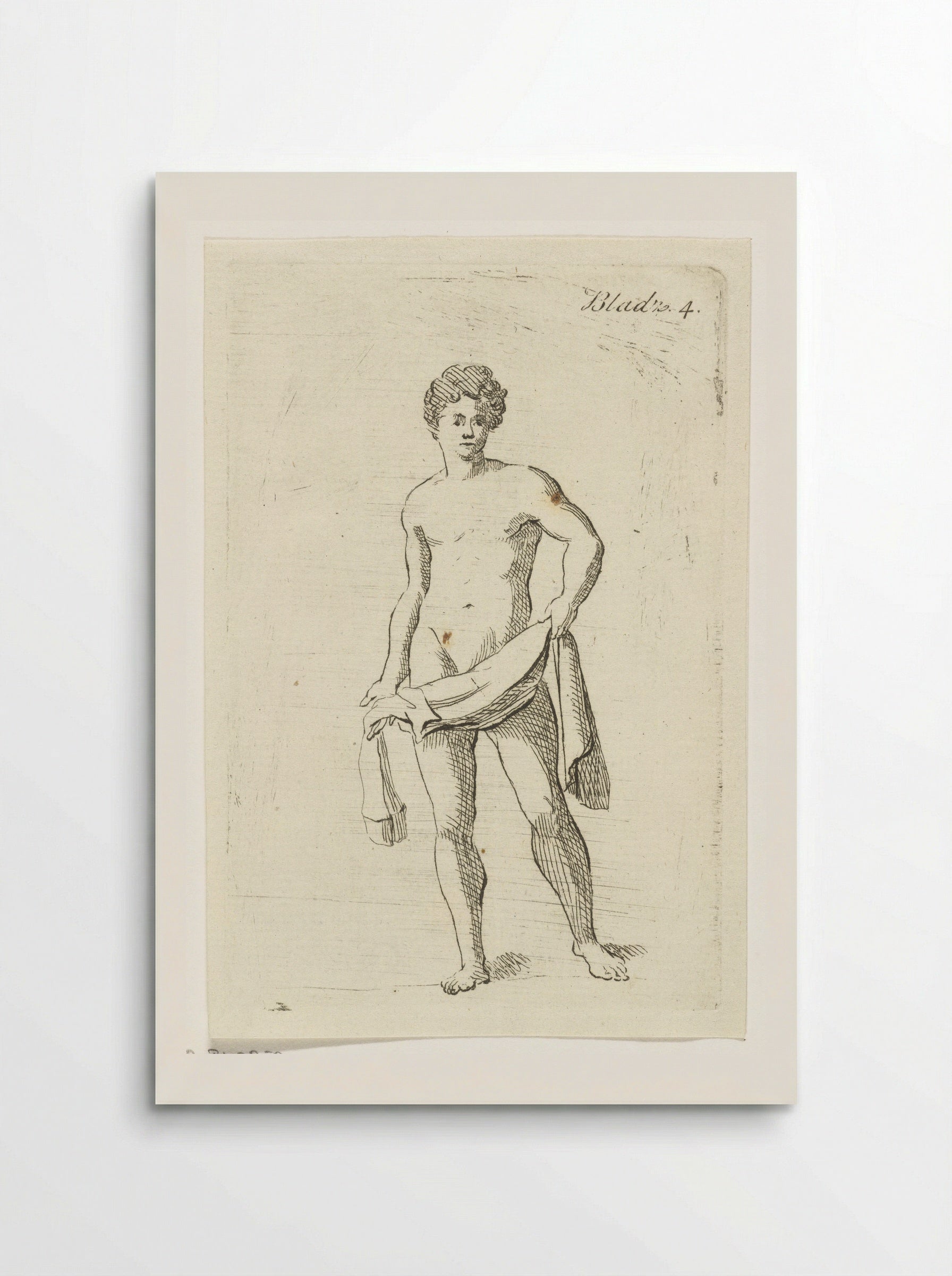 Standing Male Nude with Drapery - Anthonie van den Bos - Poster