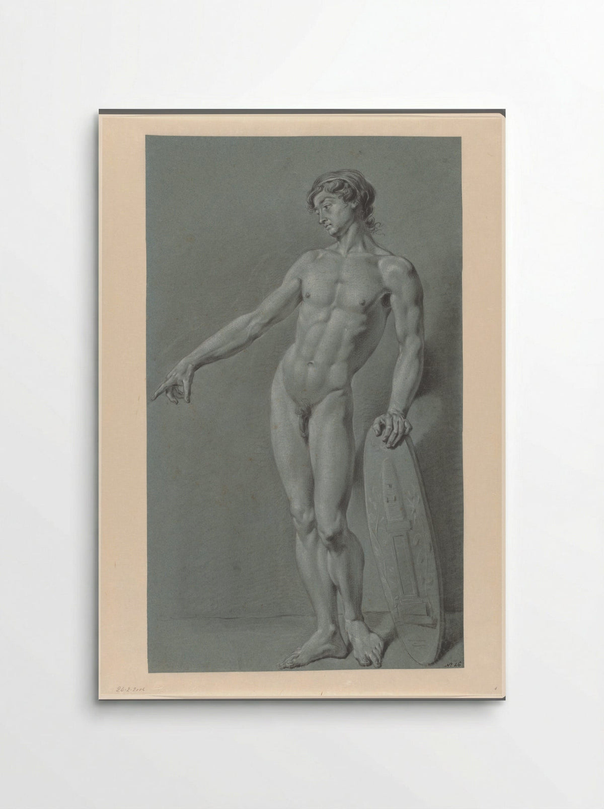 Standing Male Nude with a Shield Bearing the Emblem of Felix Meritis - Derk Anthony van de Wart - Poster