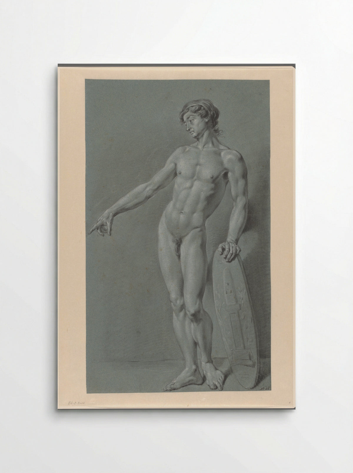 Standing Male Nude with a Shield Bearing the Emblem of Felix Meritis - Derk Anthony van de Wart - Poster