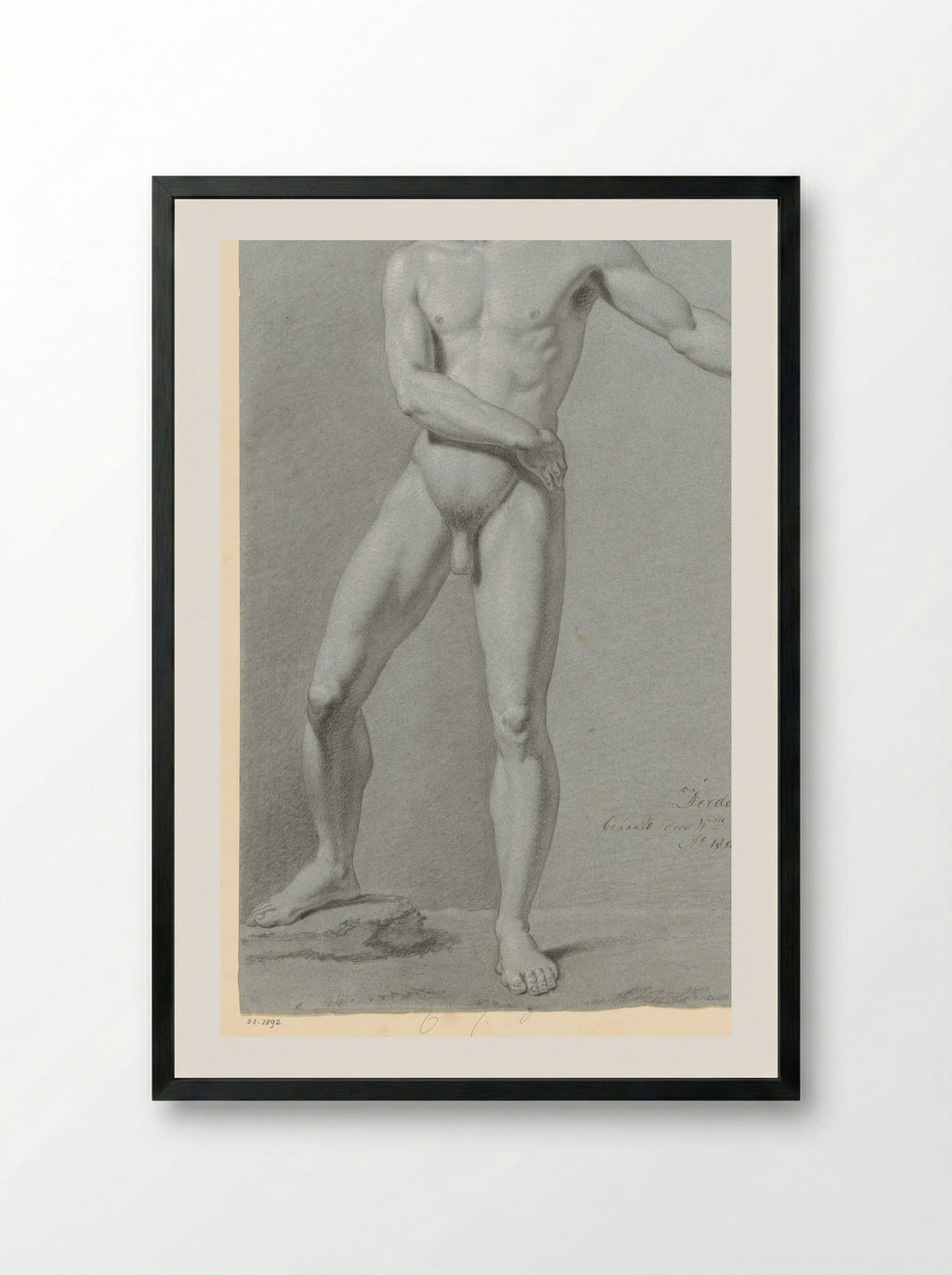 Standing Male Nude - Willem Grebner - Framed Print Black