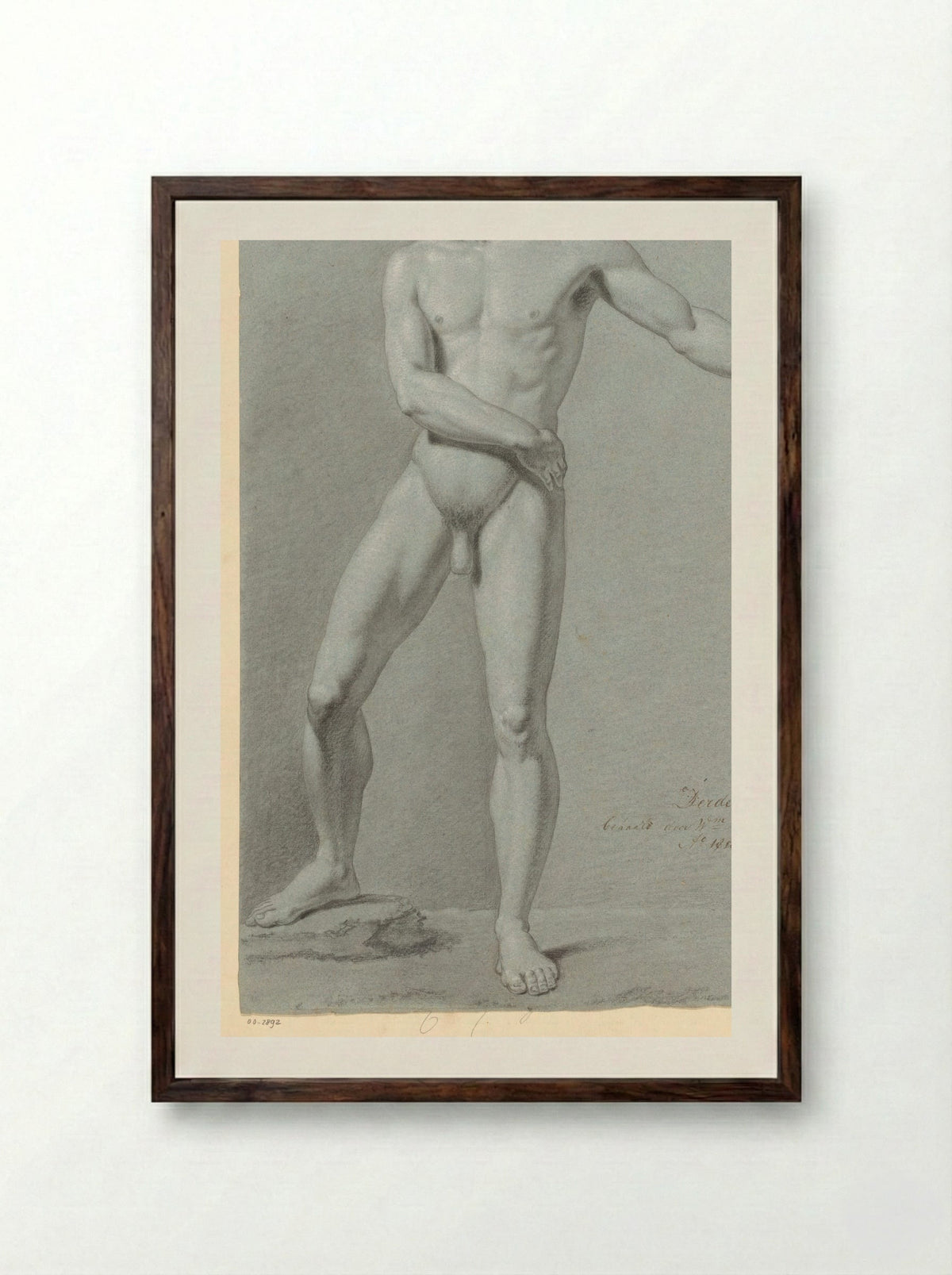 Standing Male Nude - Willem Grebner - Framed Print Dark Wood