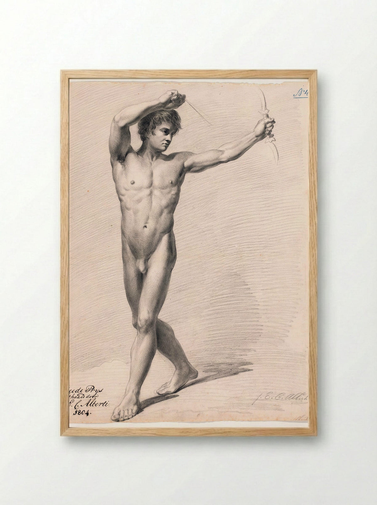 Standing Male Nude - Joannes Echarius Carolus Alberti - Framed Print Wood