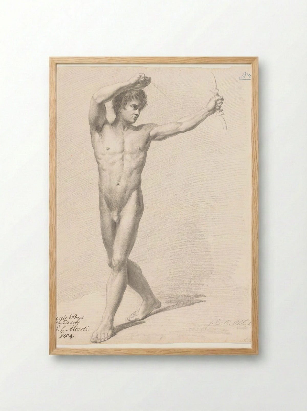 Standing Male Nude - Joannes Echarius Carolus Alberti - Framed Print Wood