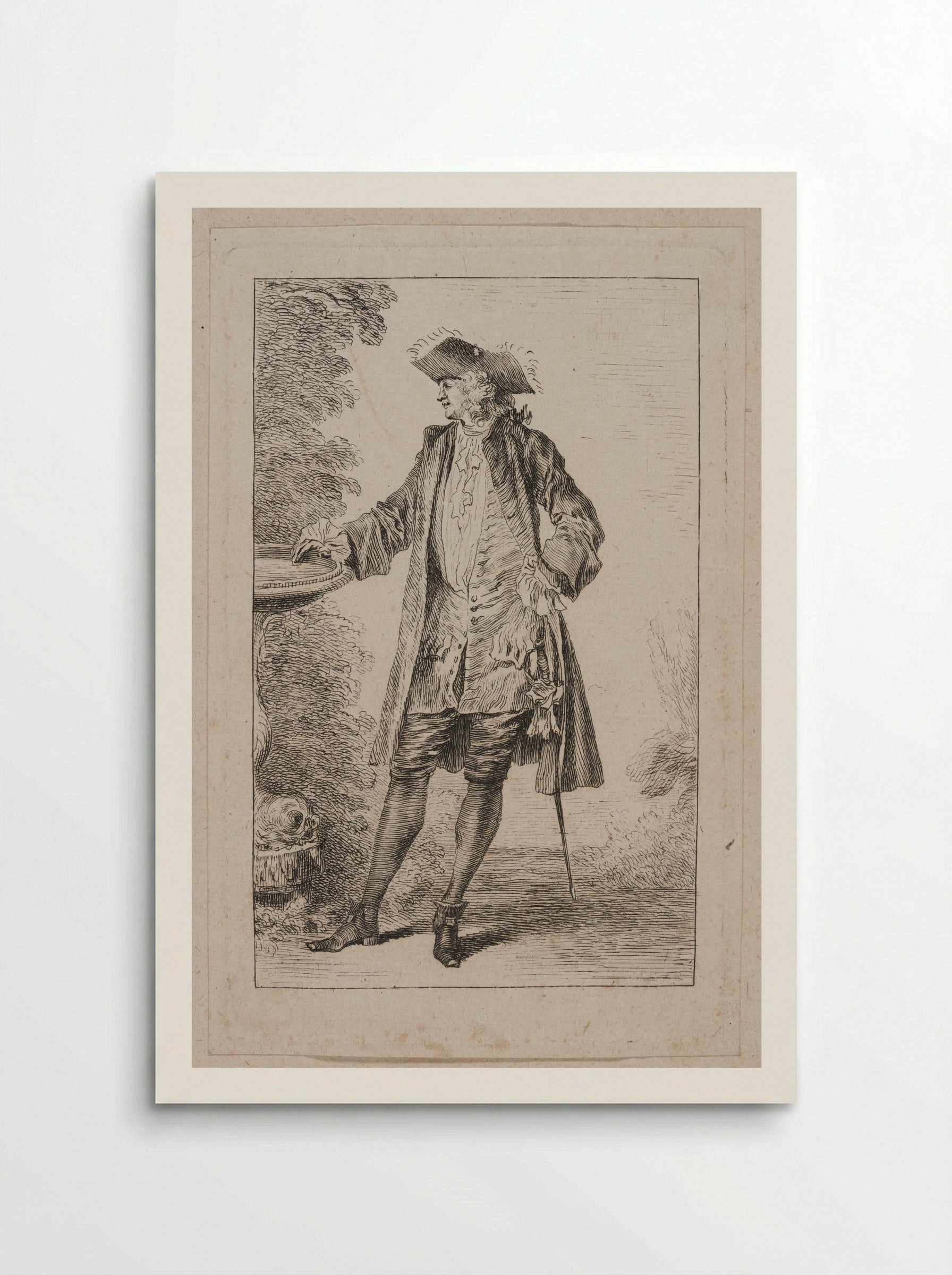 Standing Man, His Hand on a Basin - Jean-Antoine Watteau - Poster