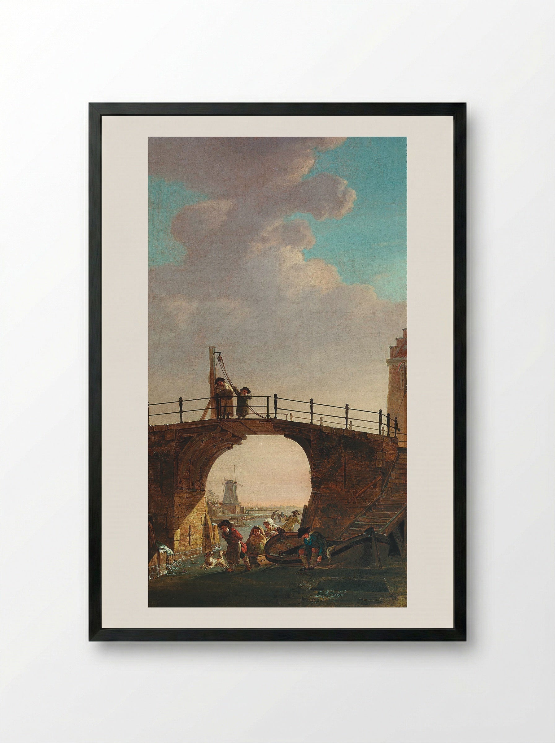 Standing Man with a Bundle of Sticks on His Back - Jacob van Strij - Framed Print Black