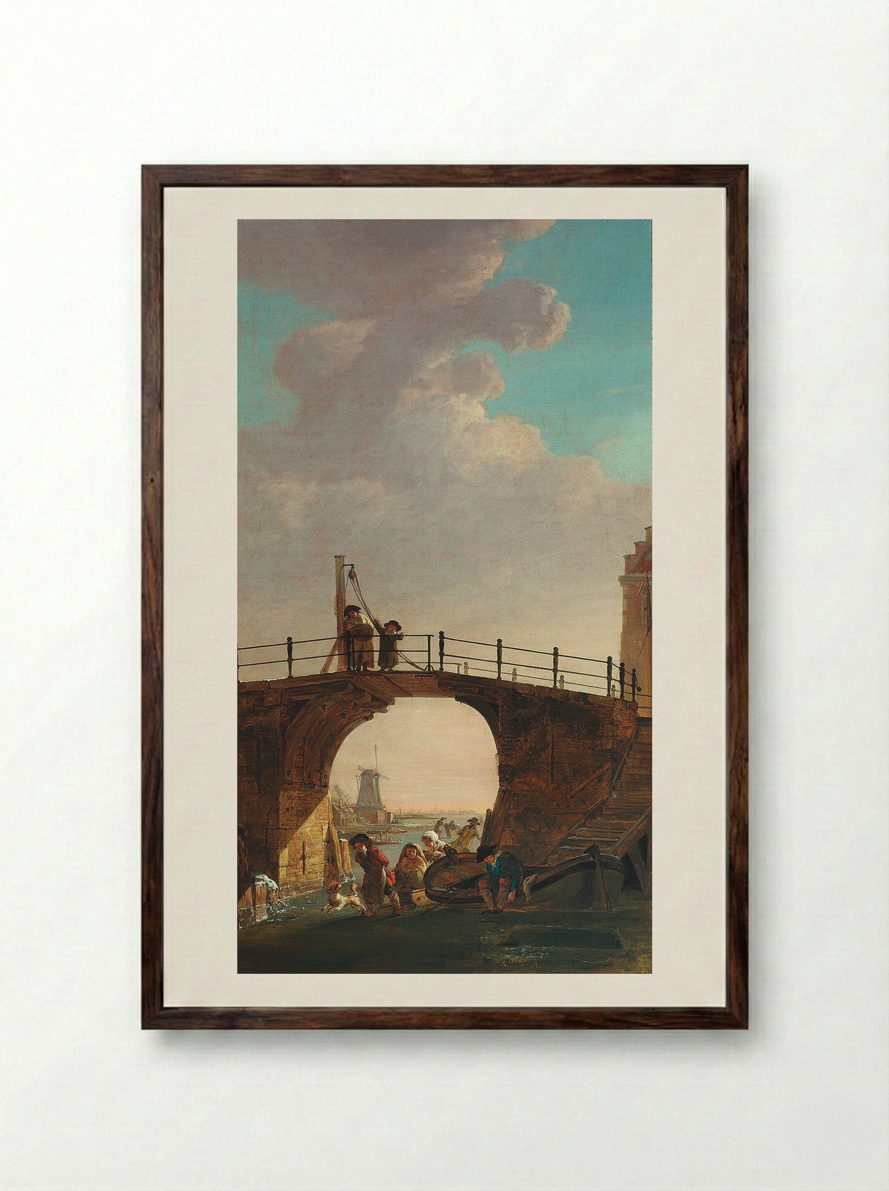 Standing Man with a Bundle of Sticks on His Back - Jacob van Strij - Framed Print Dark Wood