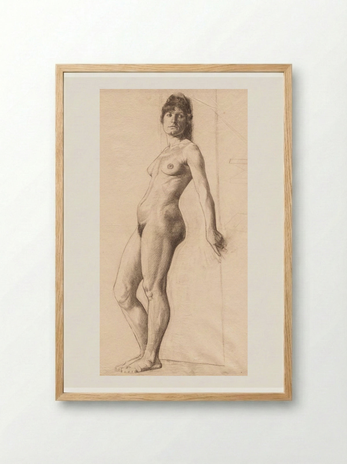 Standing Nude Model - Otto H. Bacher - Framed Print Wood