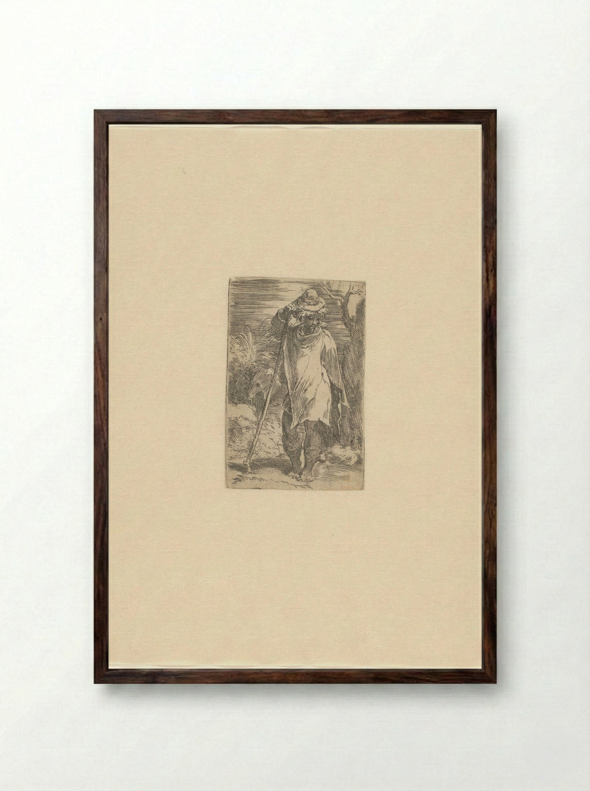 Standing Shepherd - Parmigianino - Framed Print Dark Wood