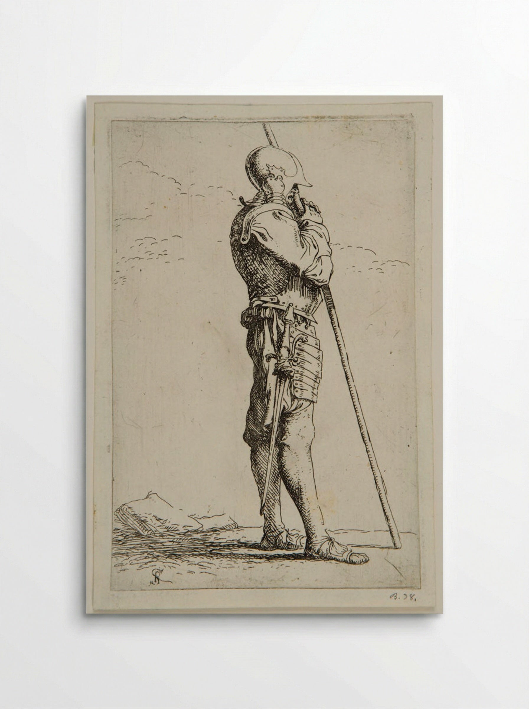 Standing Soldier in Profile, Leaning on a Lance - Salvator Rosa - Poster