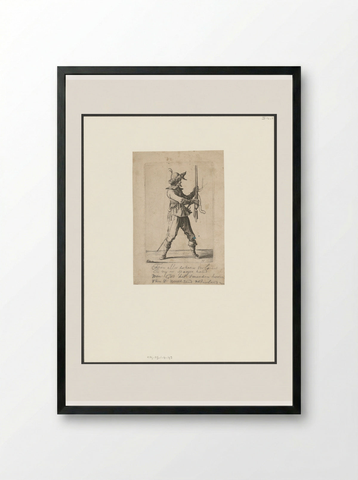 Standing Soldier with Musket - Salomon Savery - Framed Print Black