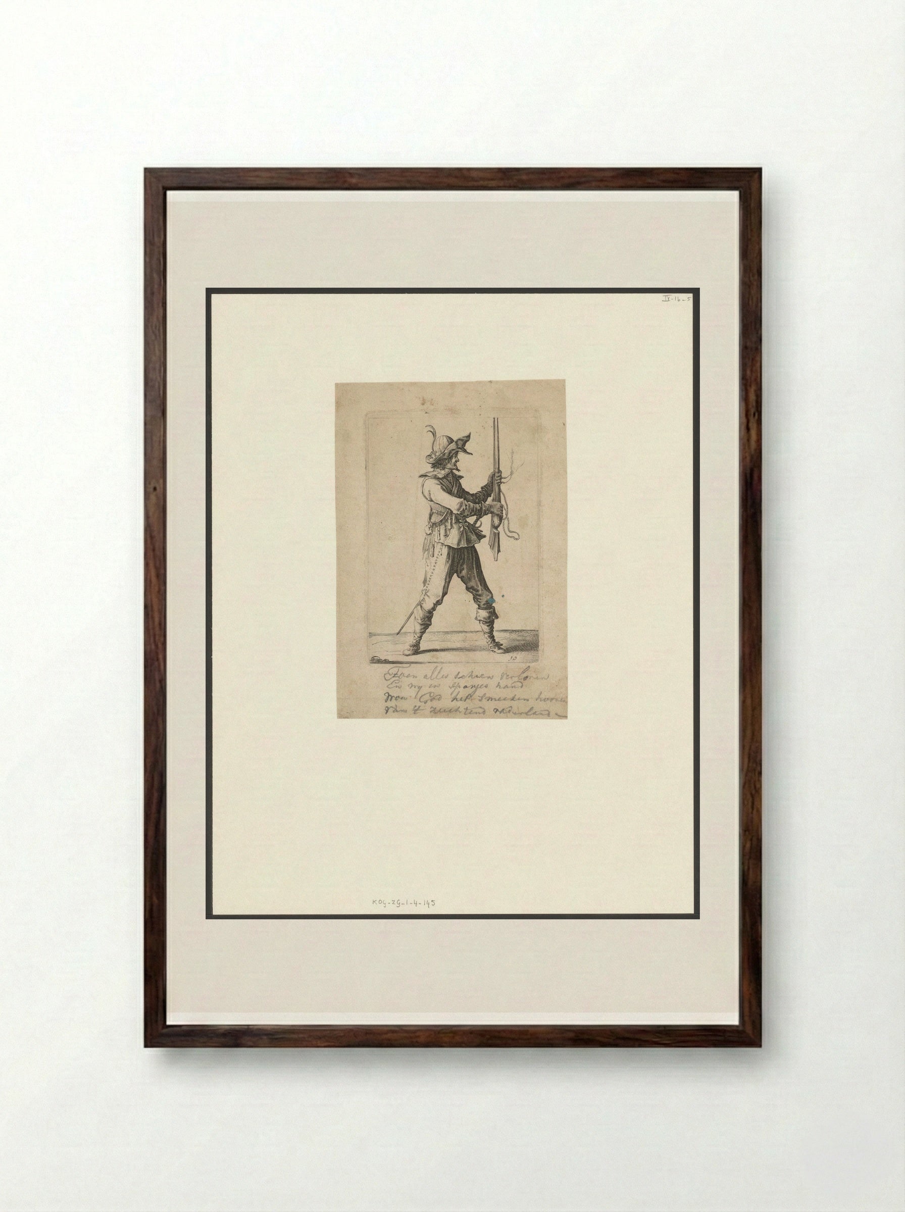 Standing Soldier with Musket - Salomon Savery - Framed Print Dark Wood