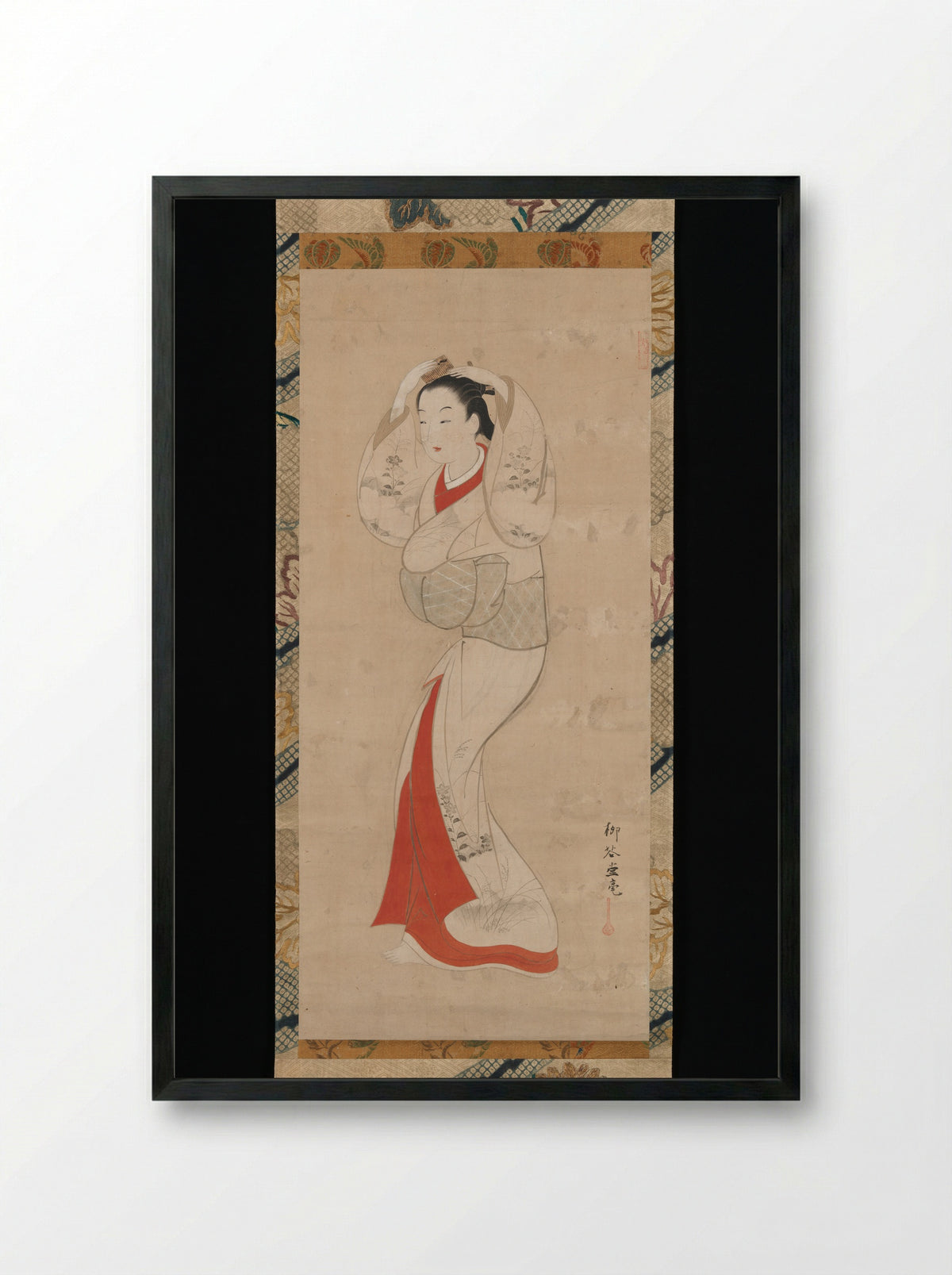 Standing Woman (Ryūkadō) - Ryūkadō - Framed Print Black