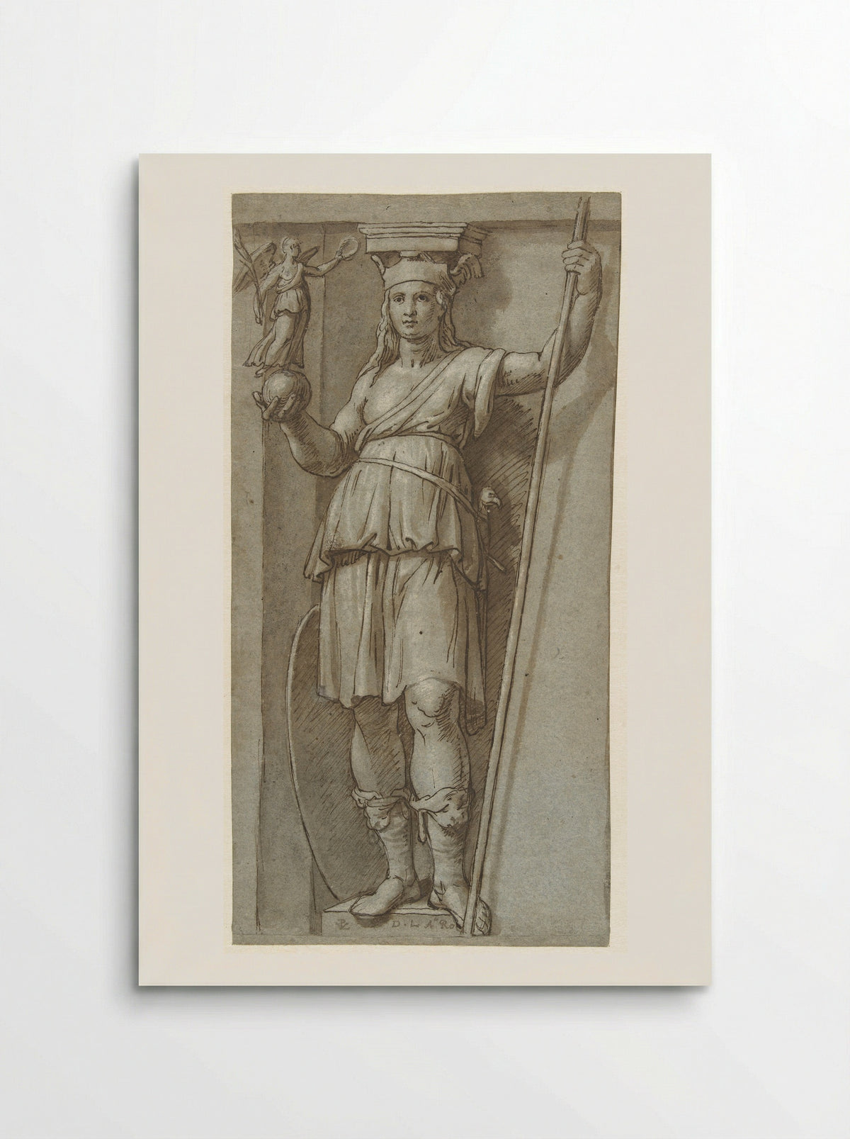 Standing Woman with a Staff and a Figure on a Globe - Pieter van Lint - Poster