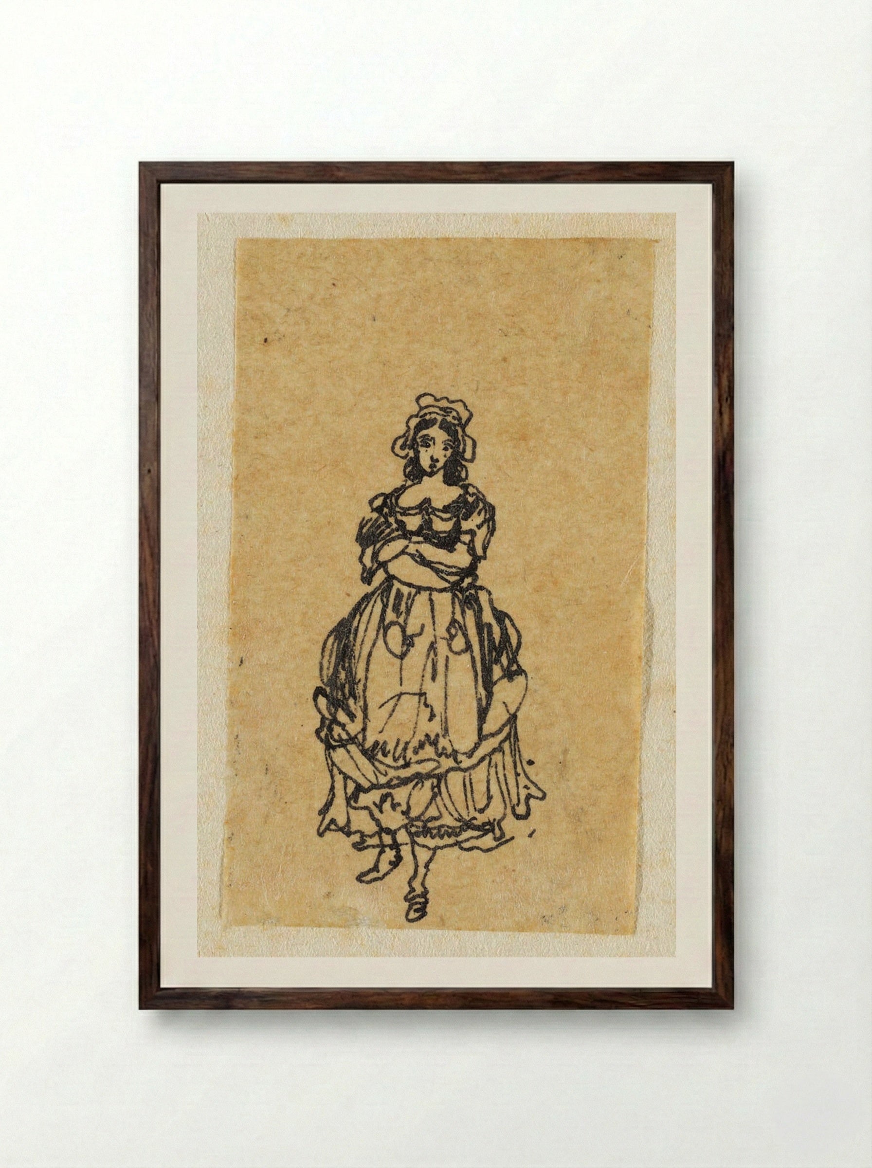 Standing Woman - Rodolphe Bresdin - Framed Print Dark Wood