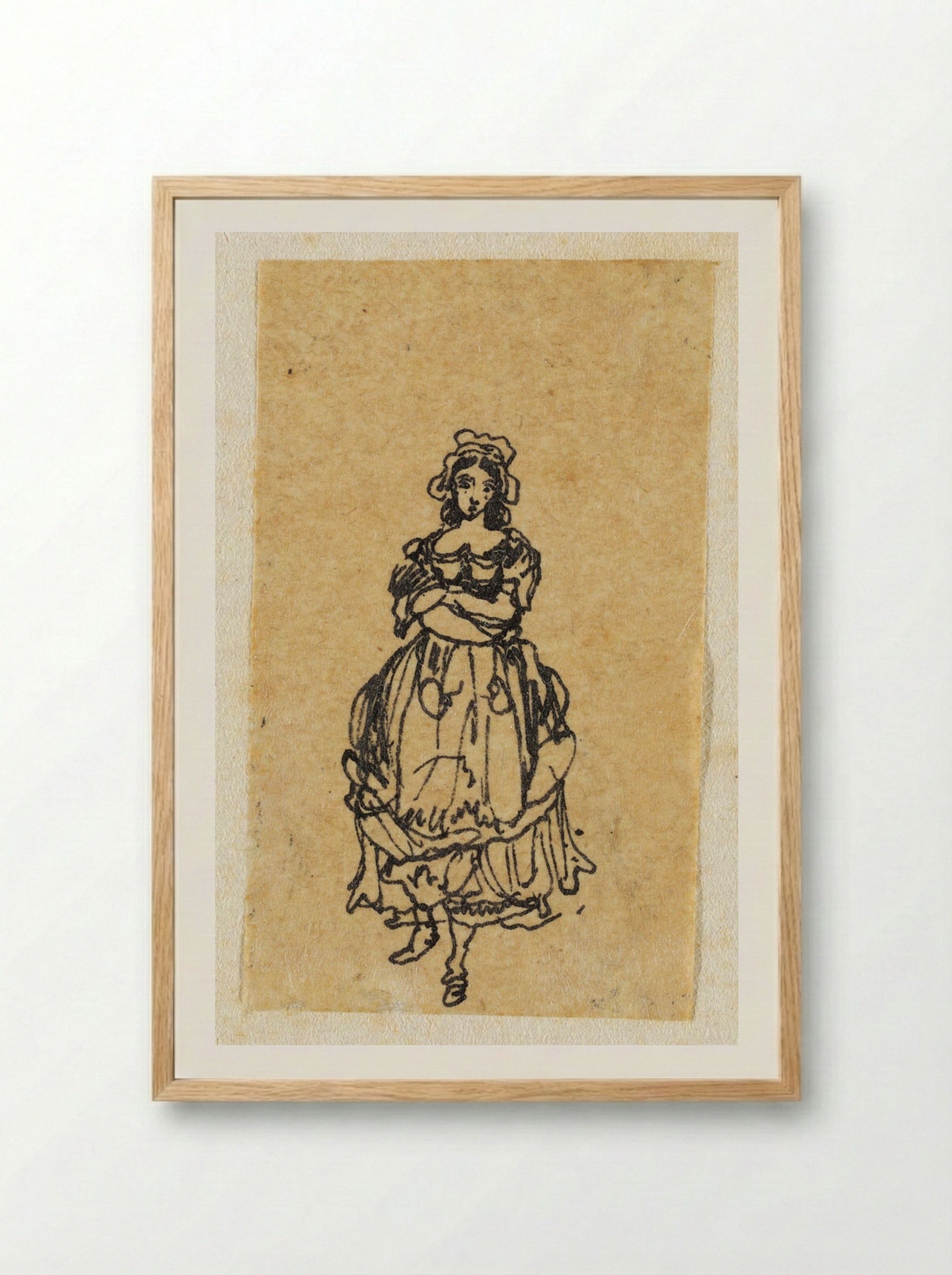 Standing Woman - Rodolphe Bresdin - Framed Print Wood