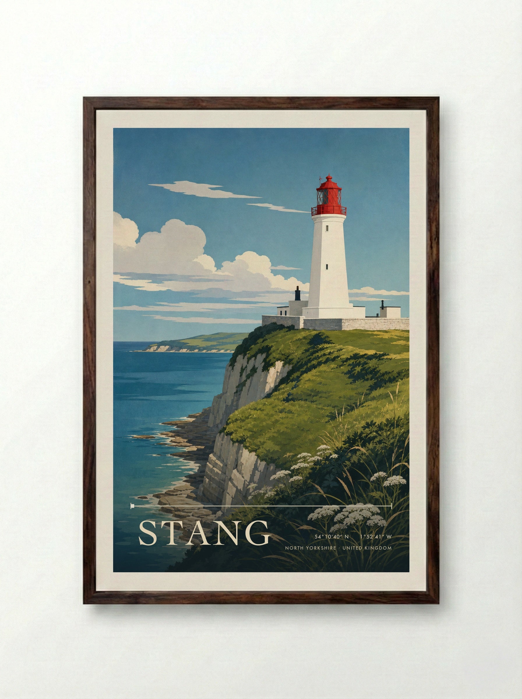 Stang North Yorkshire United Kingdom Travel Poster - Framed Print Dark Wood