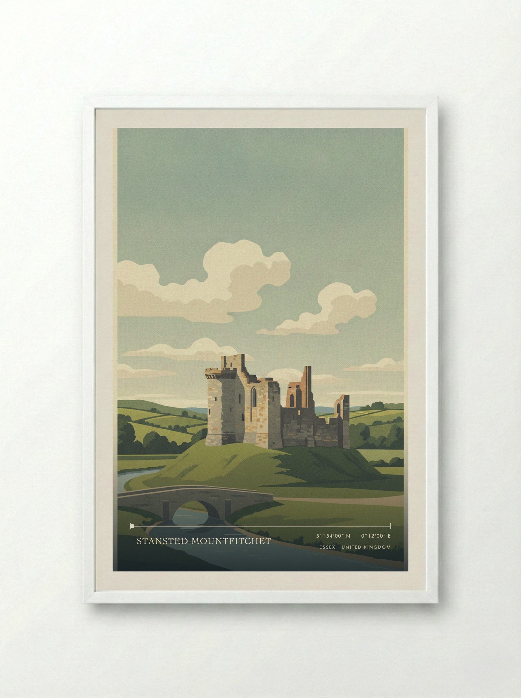 Stansted Mountfitchet Essex United Kingdom Travel Poster - Framed Print White