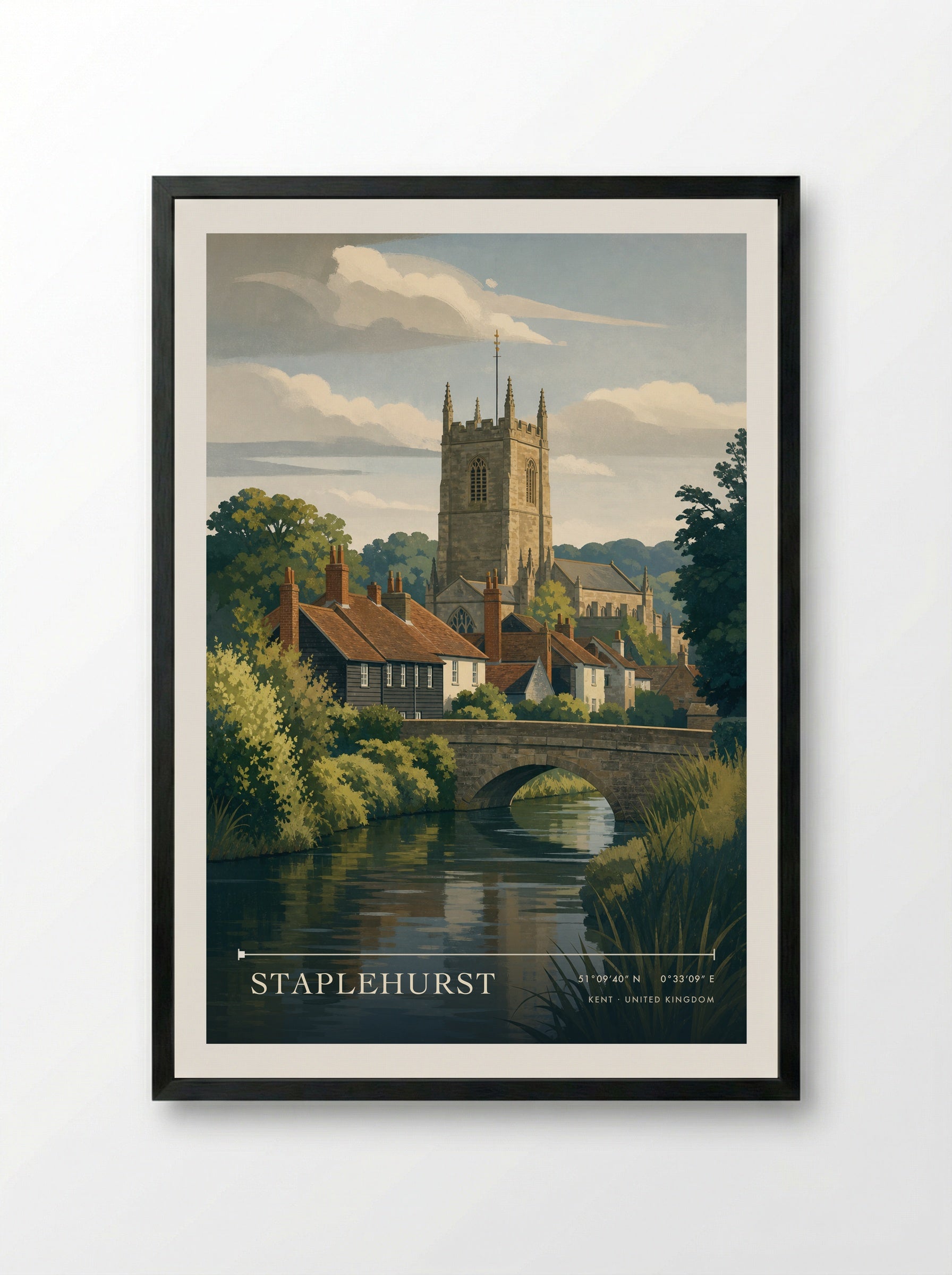 Staplehurst Kent United Kingdom Travel Poster - Framed Print Black