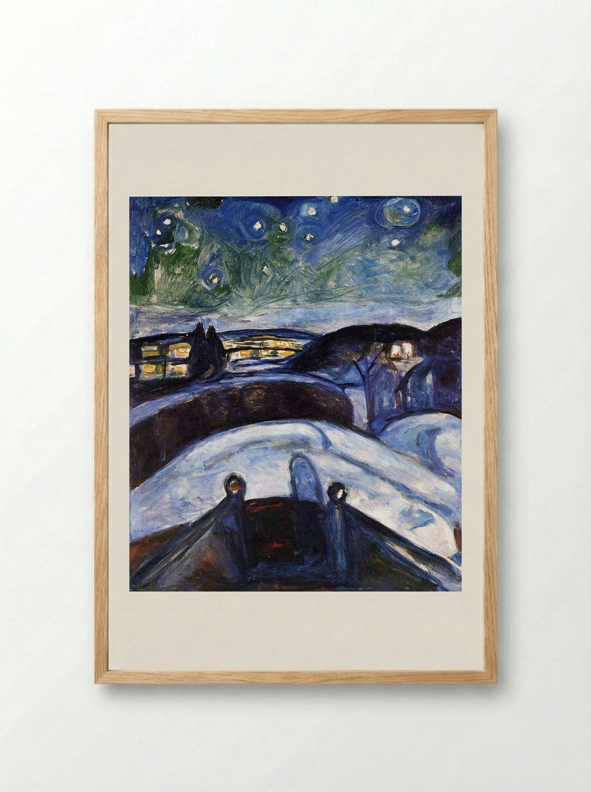 Starry Night - Edvard Munch - Framed Print Wood