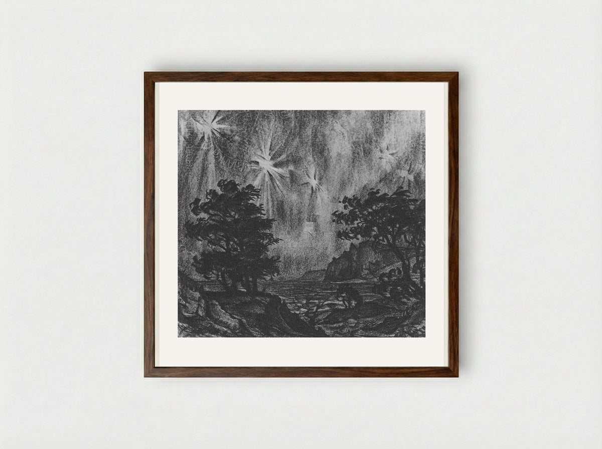 Stars - Konstantin Bogaevsky - Framed Print Dark Wood