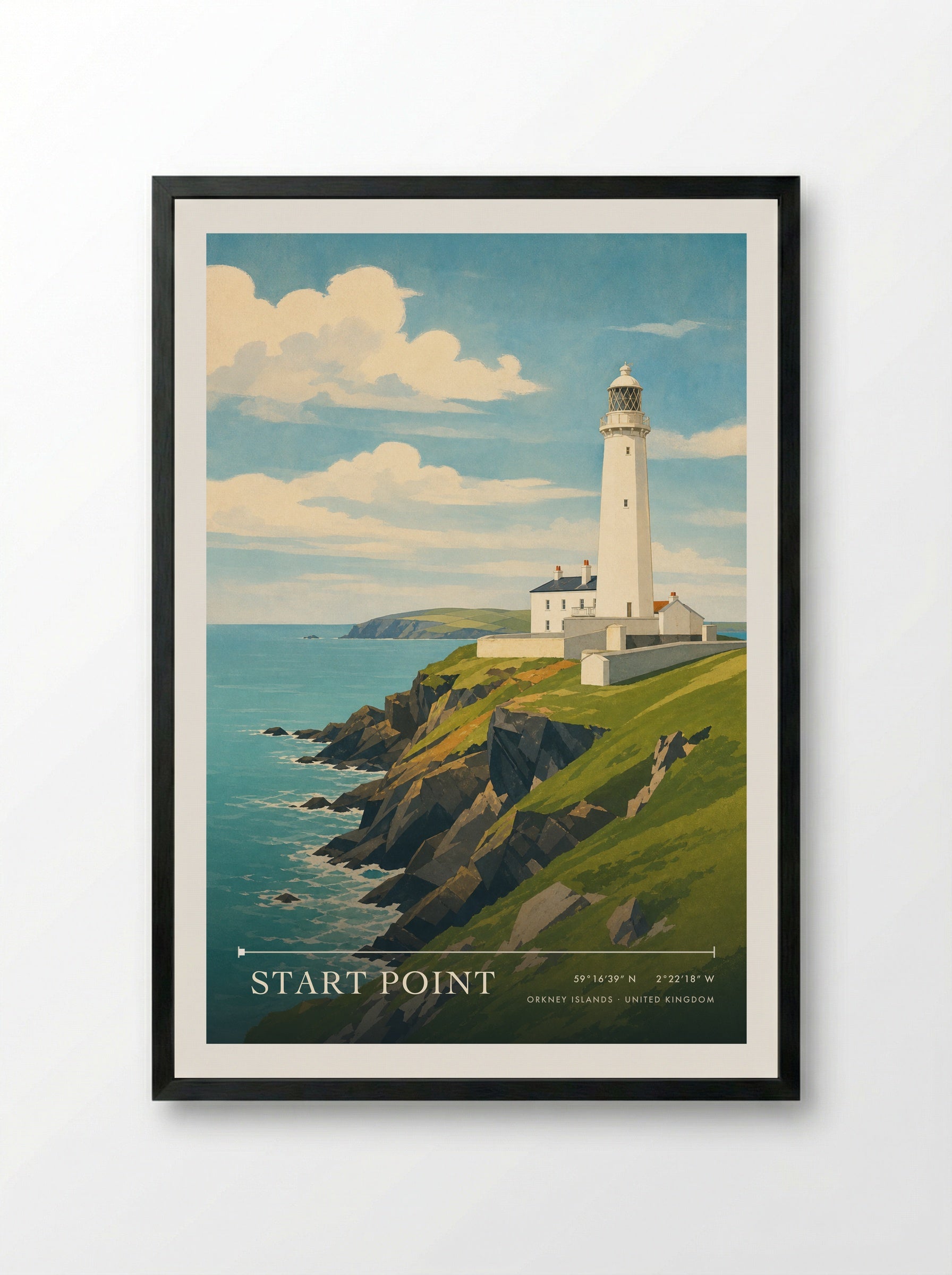 Start Point Orkney Islands United Kingdom Travel Poster - Framed Print Black