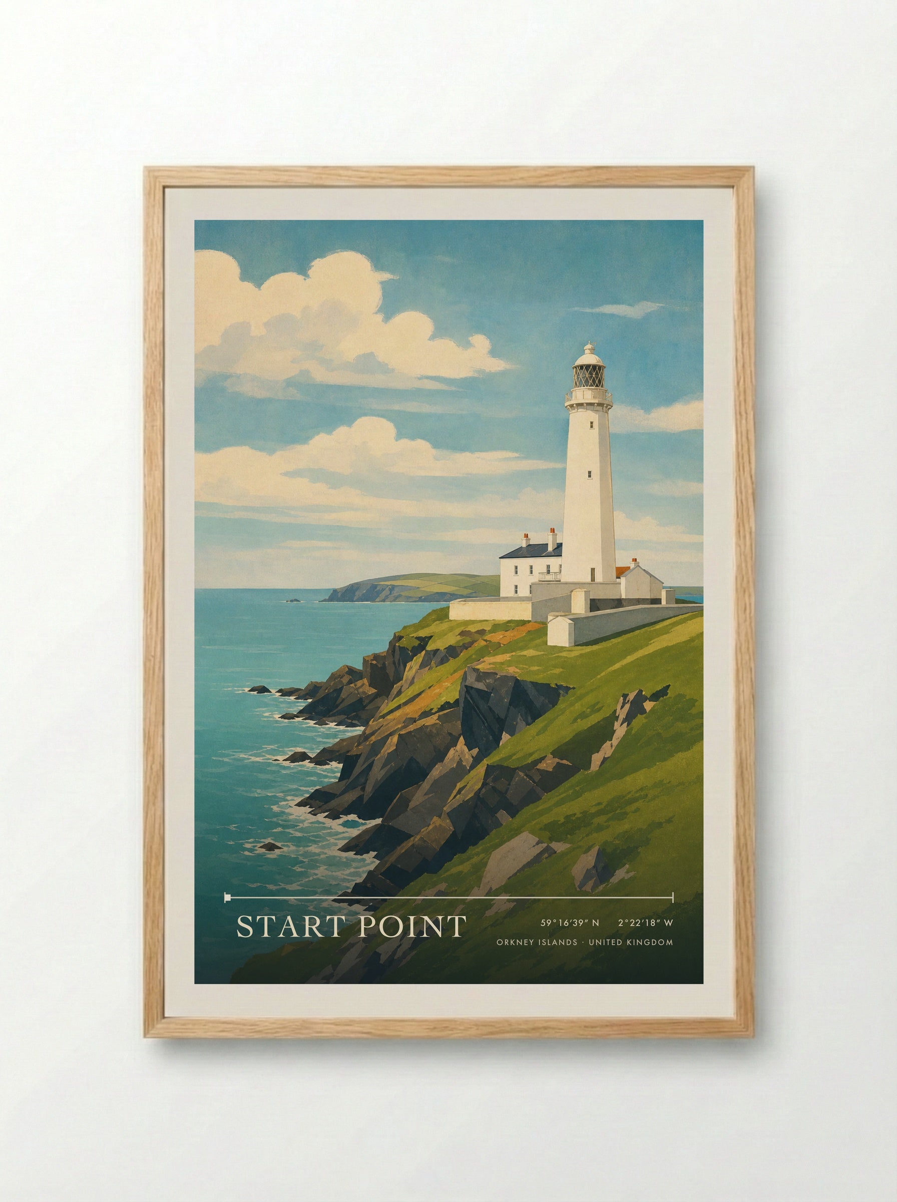 Start Point Orkney Islands United Kingdom Travel Poster - Framed Print Wood