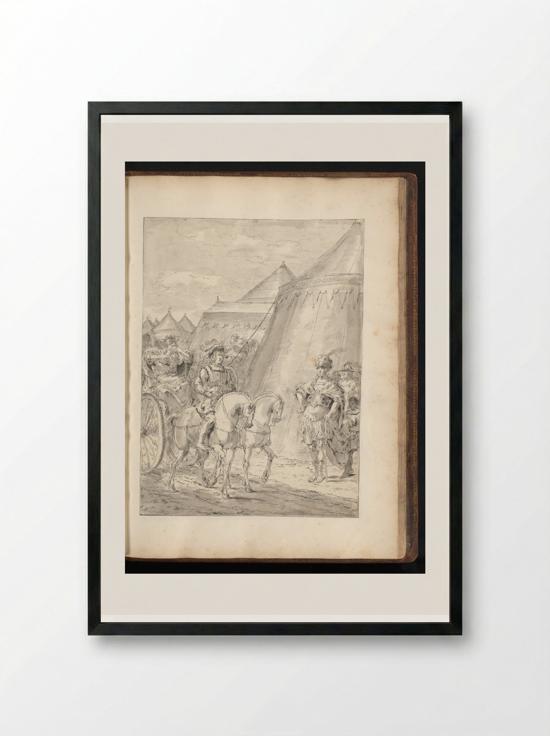 Stateira and her daughter brought before Alexander the Great - Leonaert Bramer - Framed Print Black