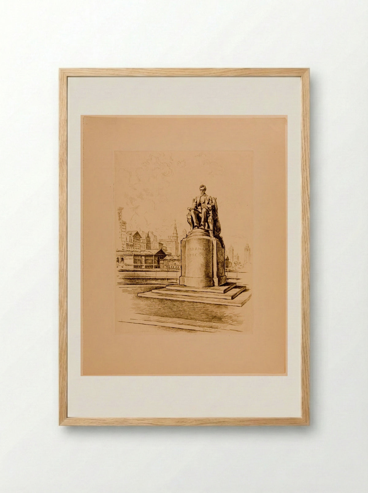 Statue of Abraham Lincoln - Otto J. Schneider - Framed Print Wood