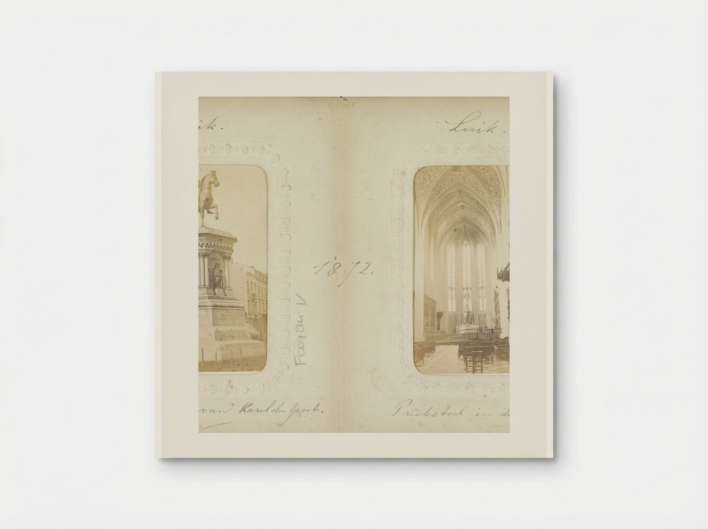 Statue of Charlemagne and Church Interior, Liège - Adolphe Braun & Cie. - Poster