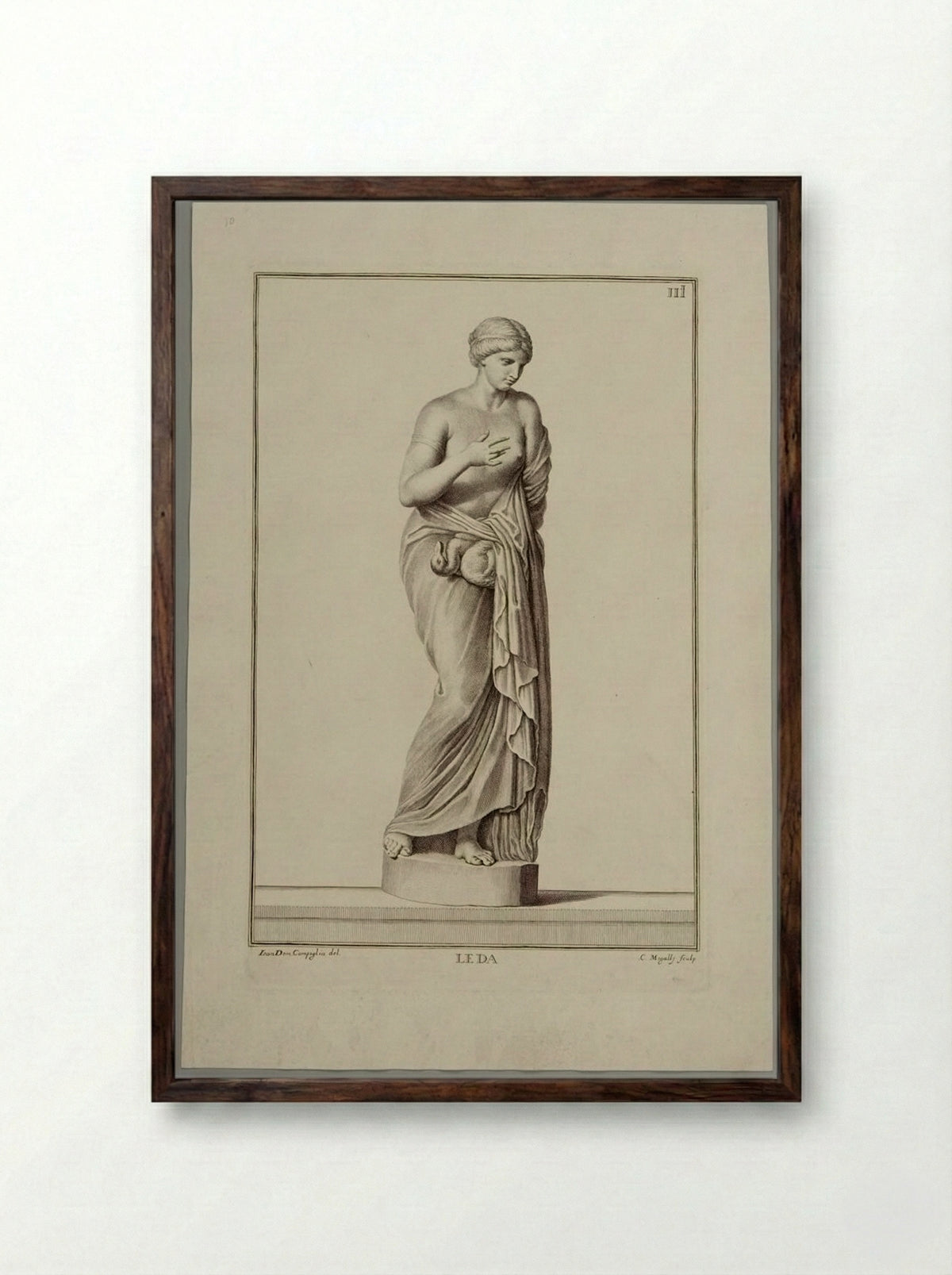Statue of Leda - Cosmo Mogalli - Framed Print Dark Wood