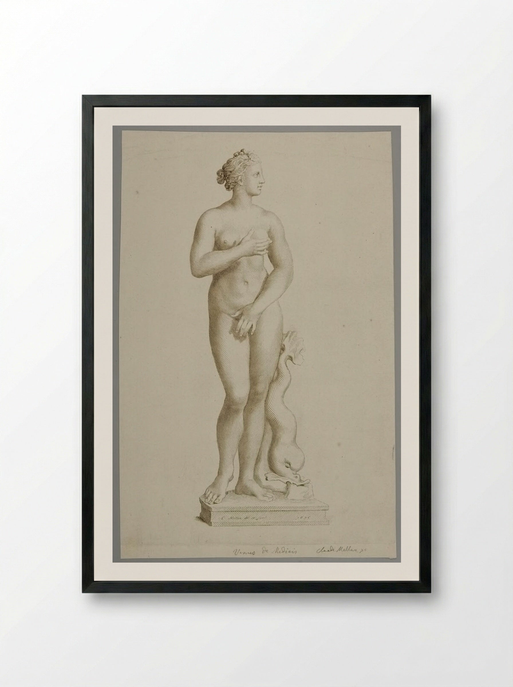 Statue of Venus - Claude Mellan - Framed Print Black