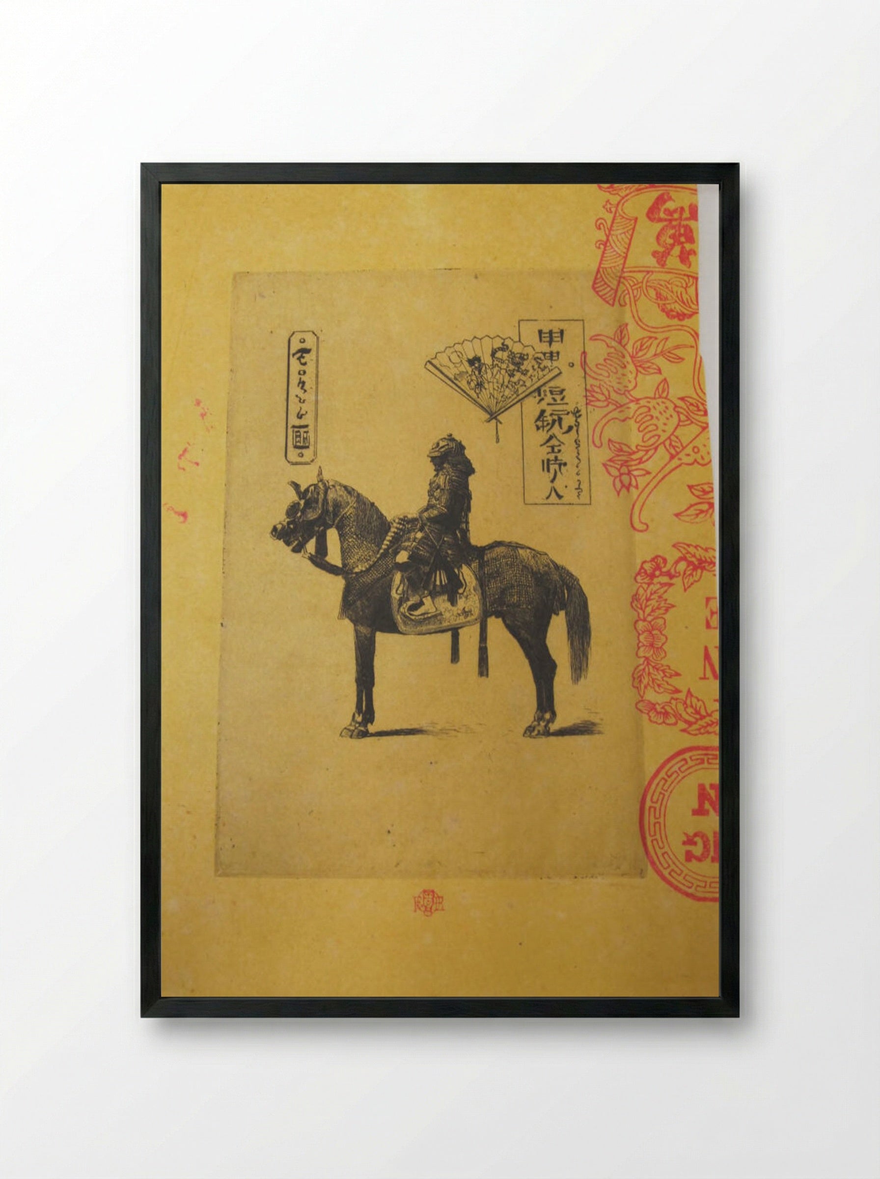 Statue of a Bronze Cavalier - Félix Hilaire Buhot - Framed Print Black