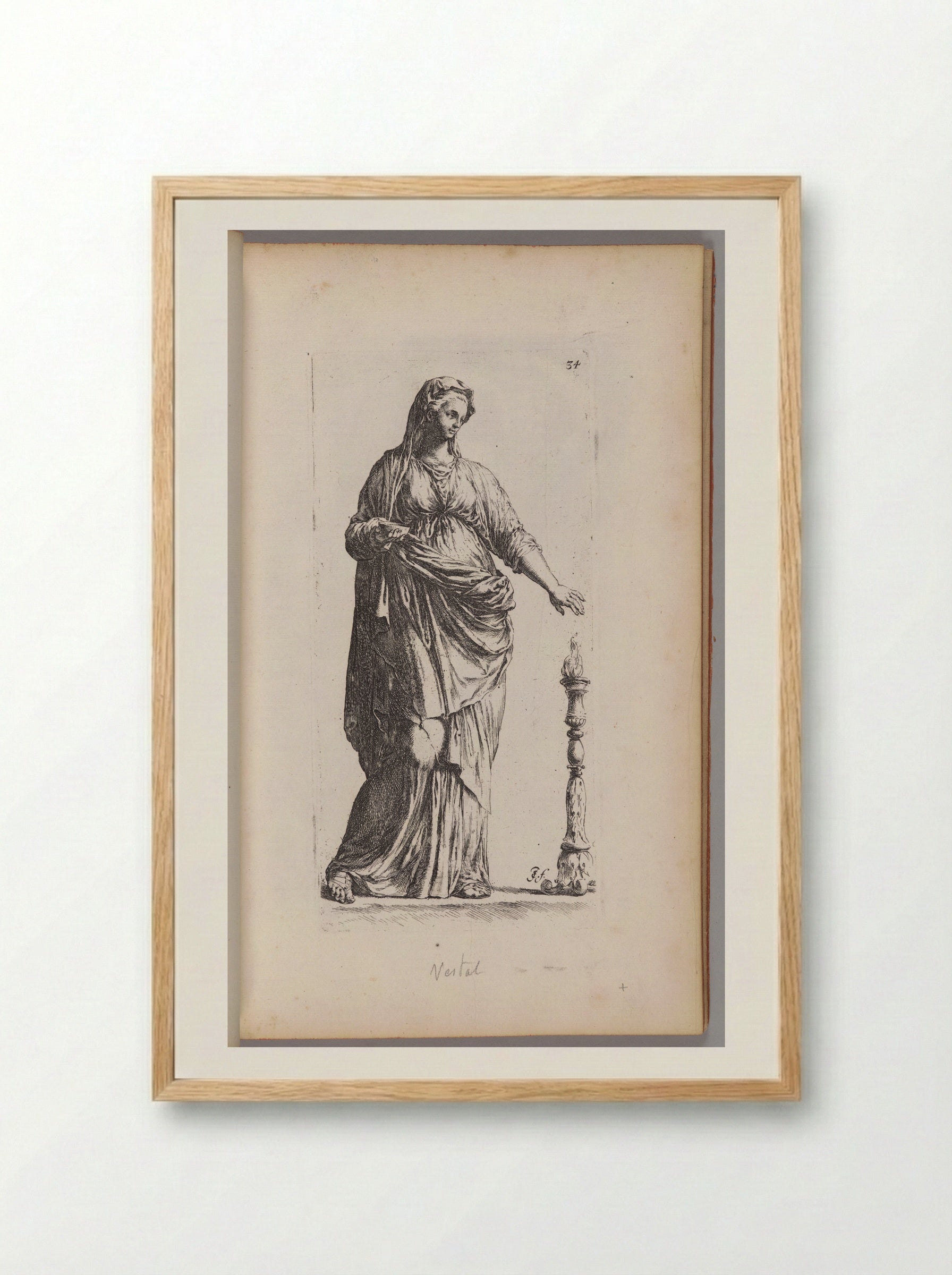 Statue of a Woman, usually called a Vestal Virgin - Jan de Bisschop - Framed Print Wood