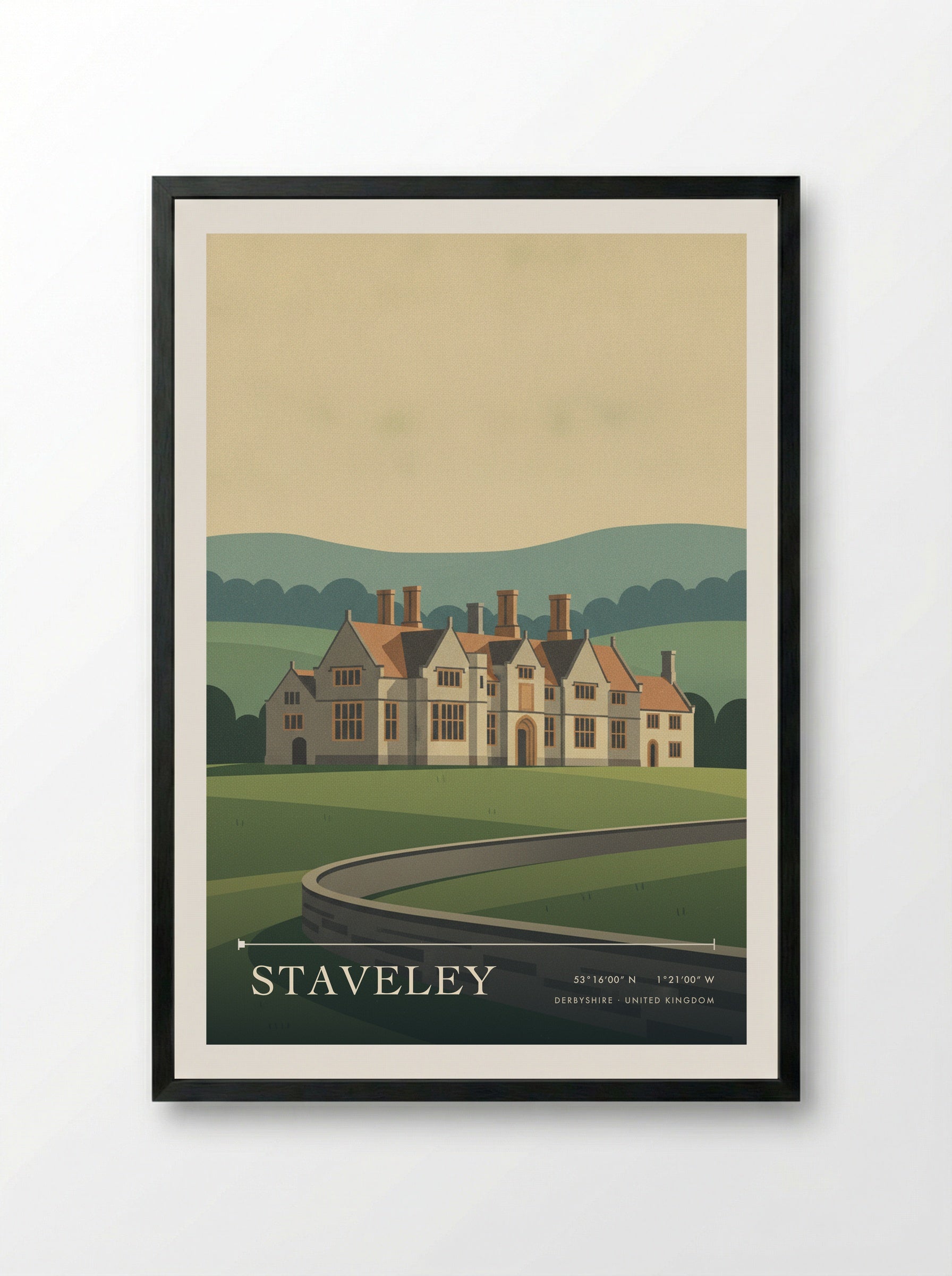 Staveley Derbyshire United Kingdom Travel Poster - Framed Print Black