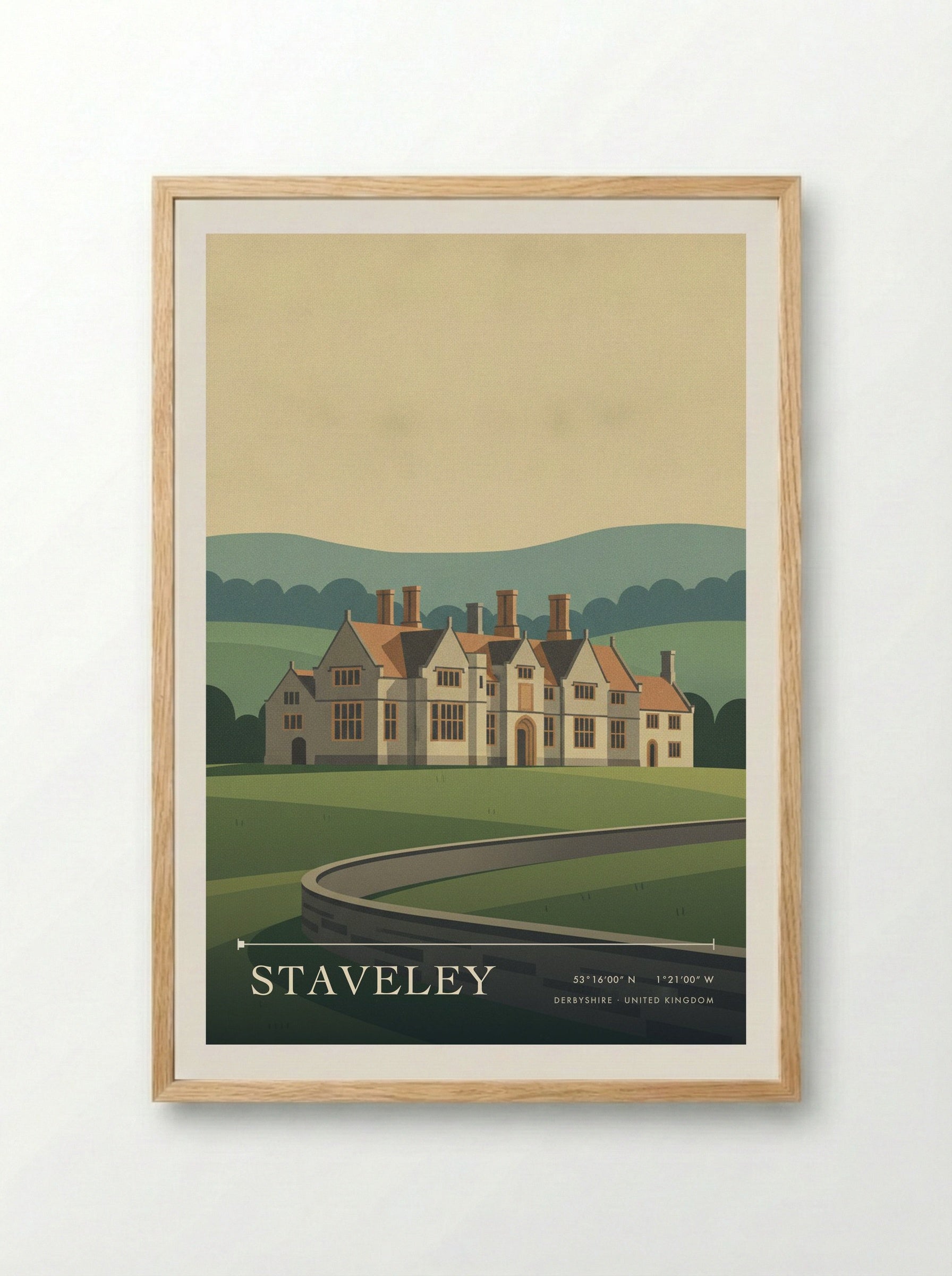 Staveley Derbyshire United Kingdom Travel Poster - Framed Print Wood