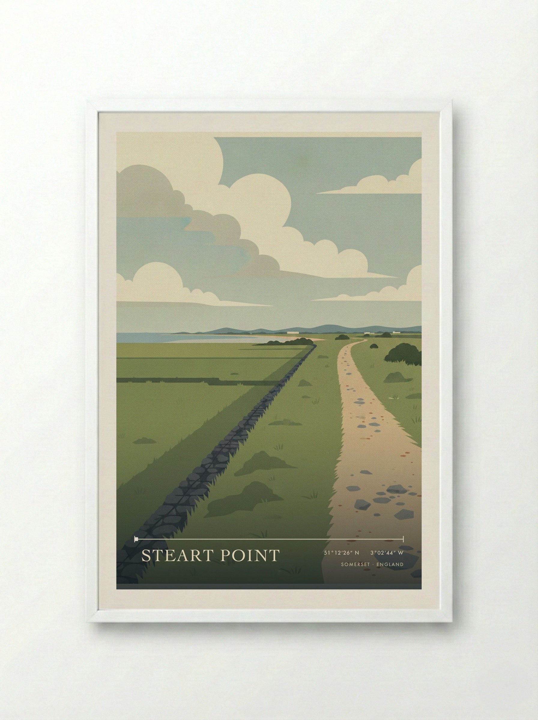 Steart Point Somerset England Travel Poster - Framed Print White