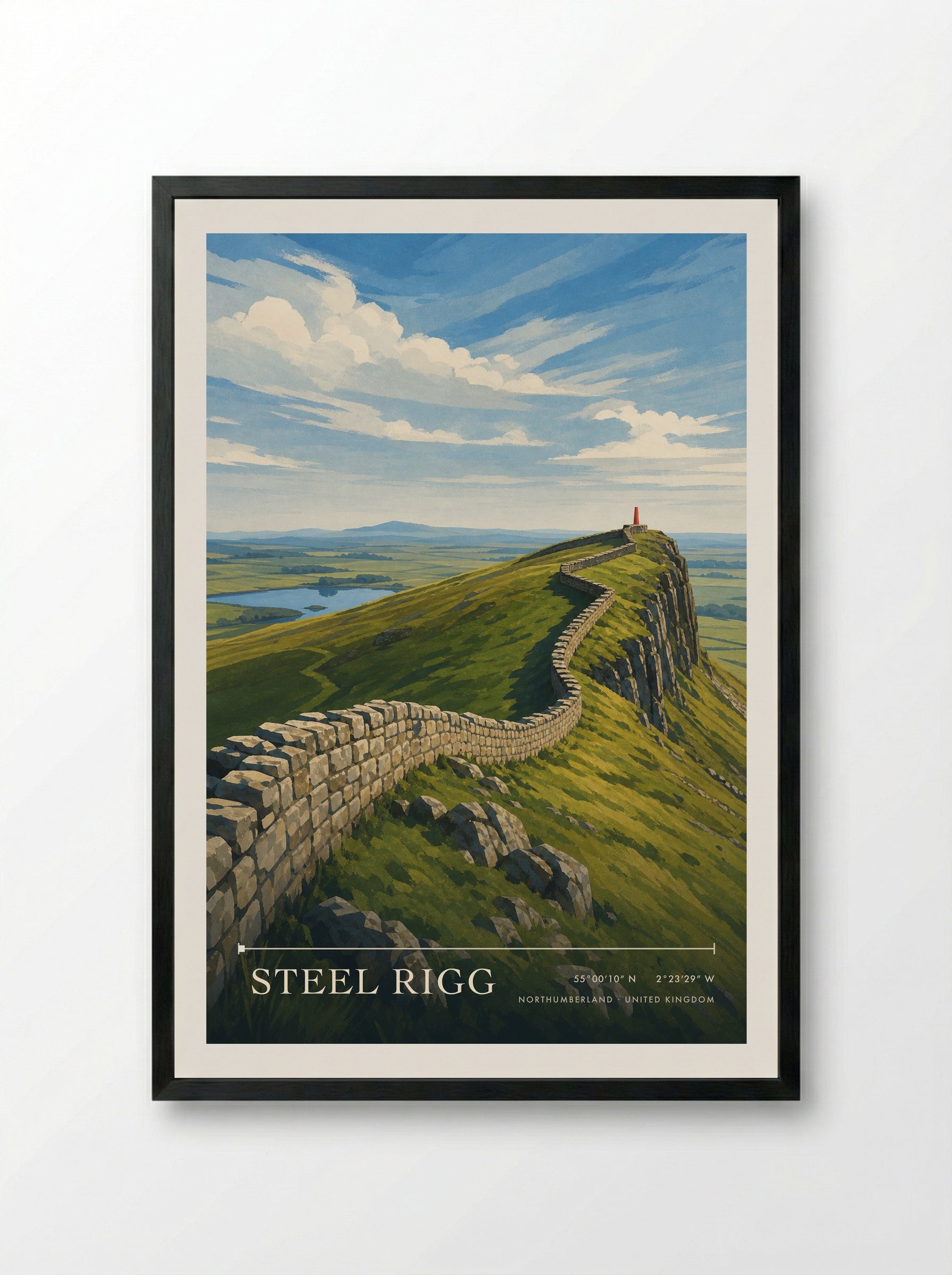 Steel Rigg Northumberland United Kingdom Travel Poster - Framed Print Black