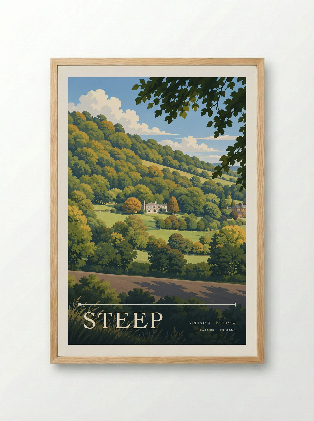Steep, Hampshire | Travel Poster - Framed Print Wood