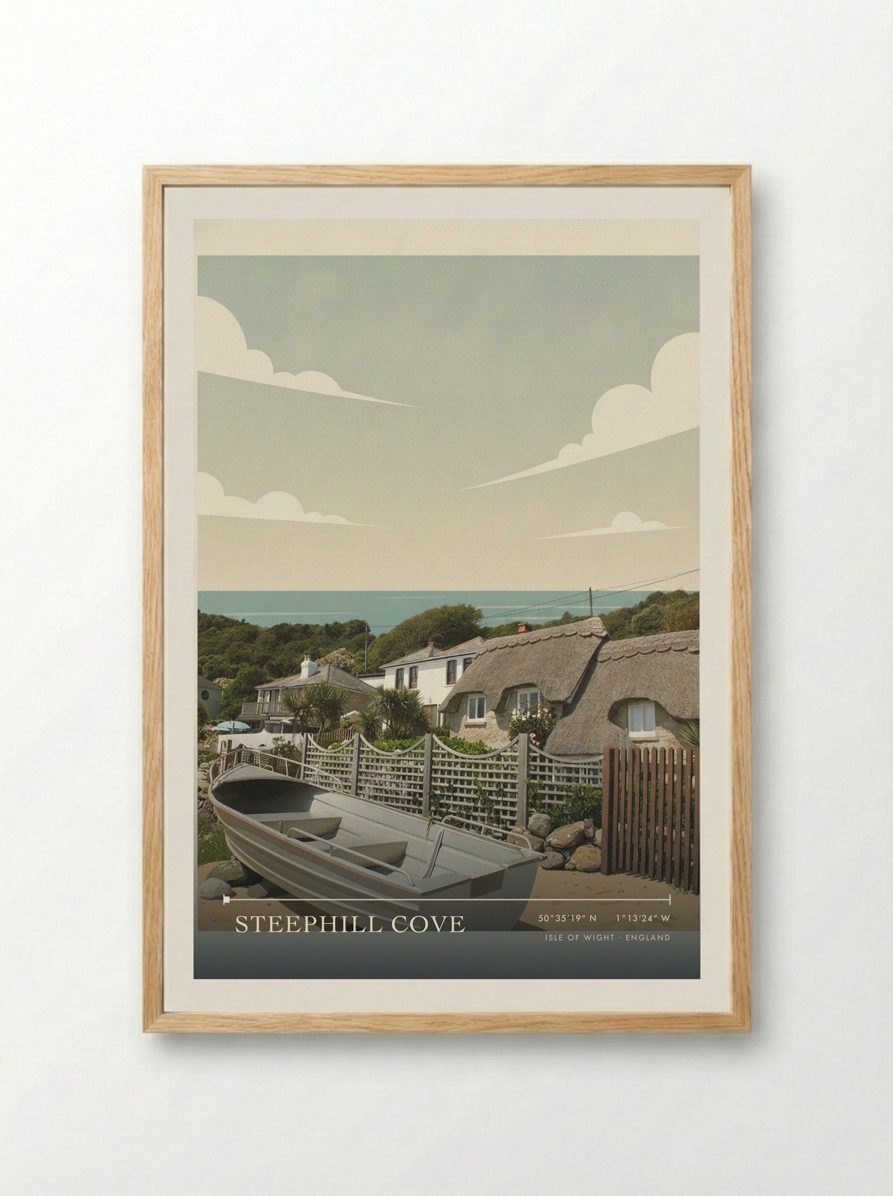 Steephill Cove Isle of Wight England Travel Poster - Framed Print Wood