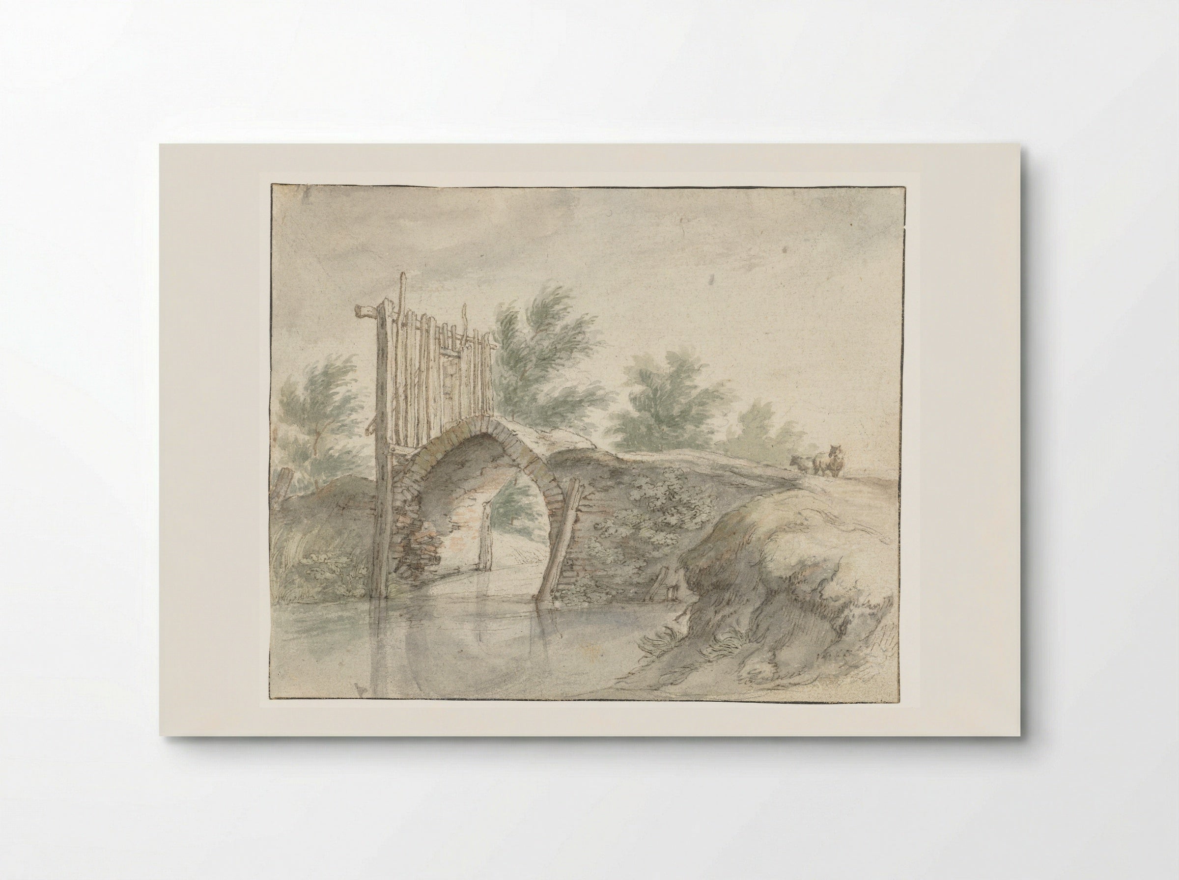 Stenen brug met een houten hek - Abraham Bloemaert - Poster