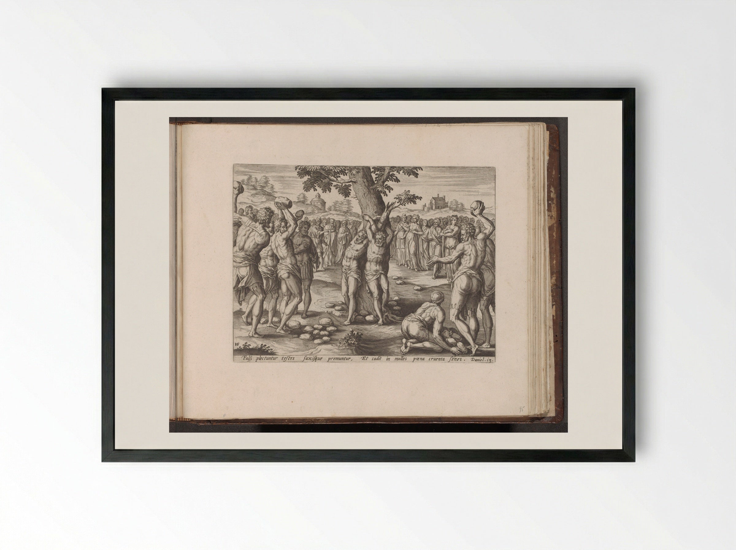 Steniging van de ouderlingen - Gerard de Jode - Framed Print Black