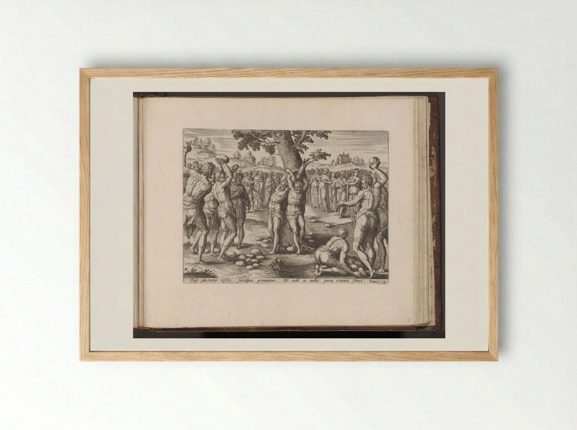 Steniging van de ouderlingen - Gerard de Jode - Framed Print Wood