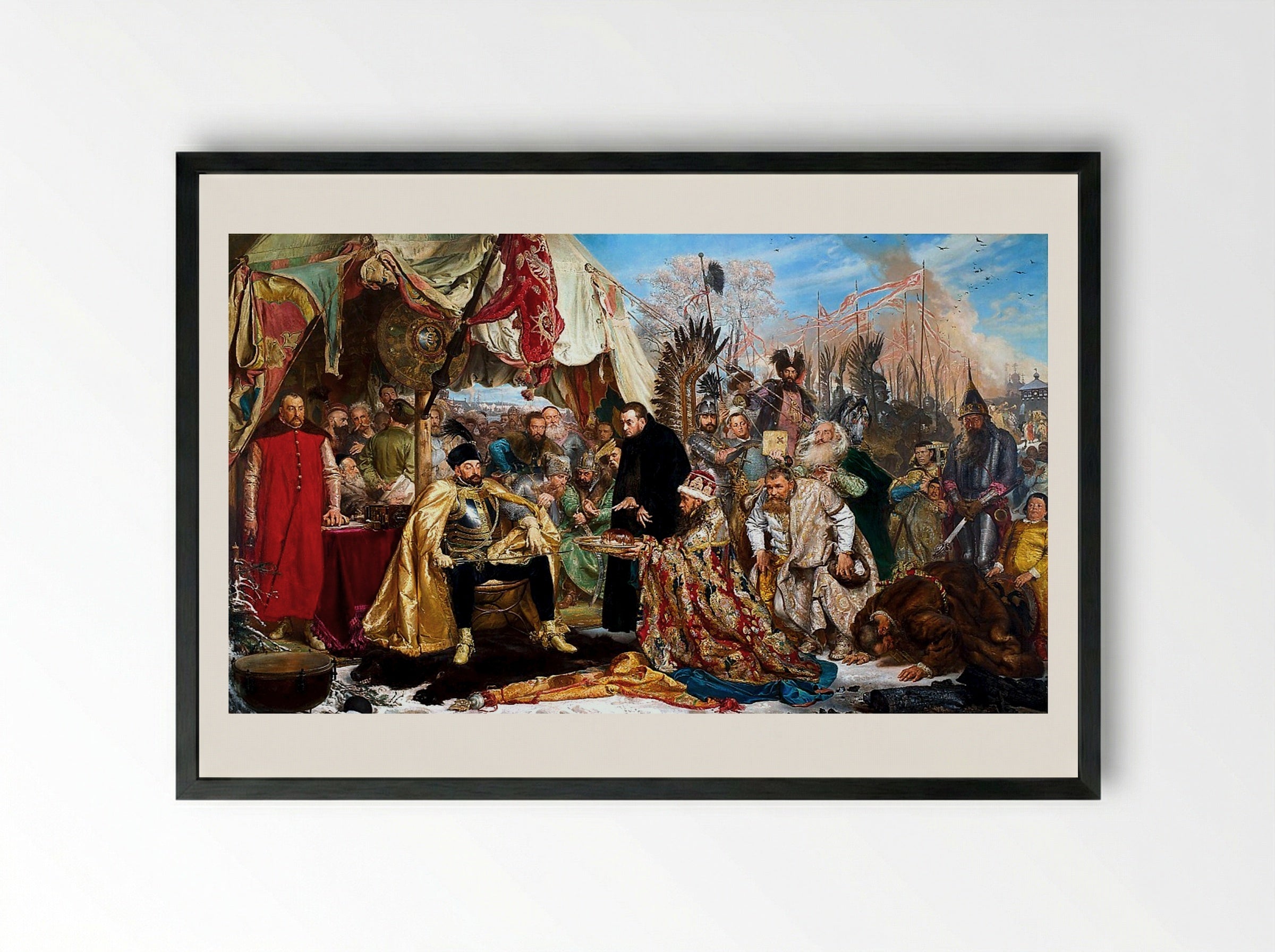 Stephen Bathory at Pskov - Jan Matejko - Framed Print Black